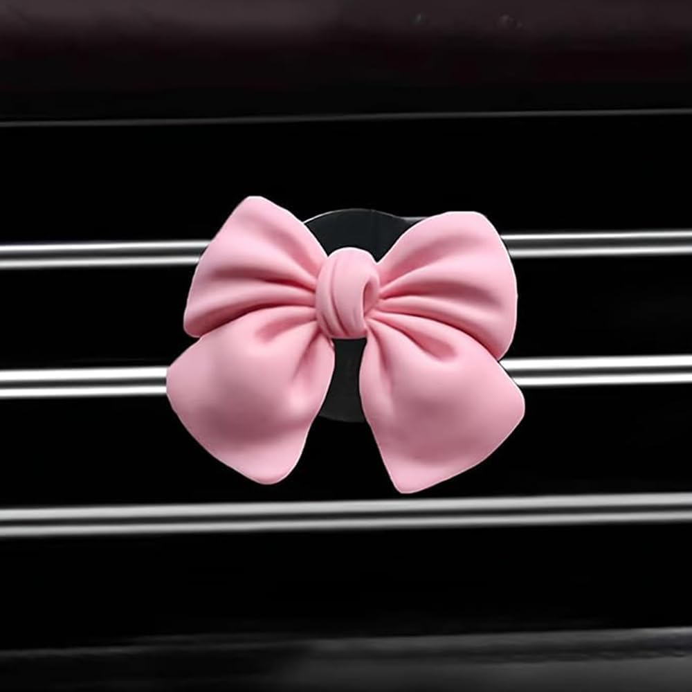Decorative Car Bow Accessories Set, 6 Pieces, Interior Aesthetic Decor for Women (Pink) image number 6