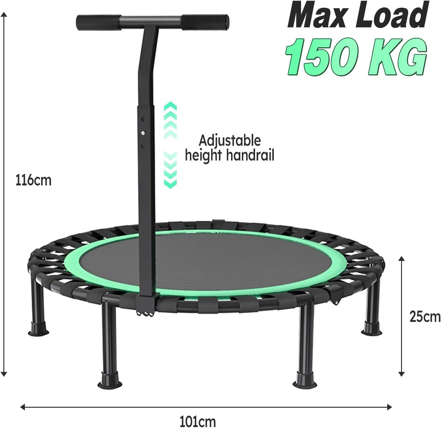 Genki Foldable Mini Trampoline Exercise for Adults Chlidren Outdoor Indoor Gym Fitness Workout Rebounder Jumping Camouflage - 40 Inch Green image number 5