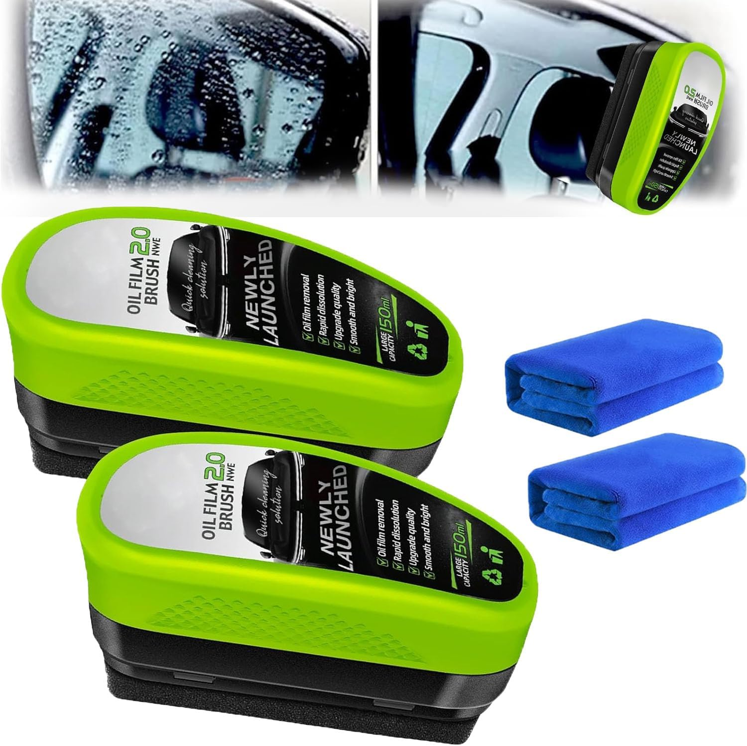 Wakouter Automotive Oil Film Cleaning Brush, 2 Pack 150Ml Automotive Oil Film Cleaning Brush, Car Windscreen Cleaner, for Easily Improve Clarity & Visibility, for Windows & Windshield Washer image number 6