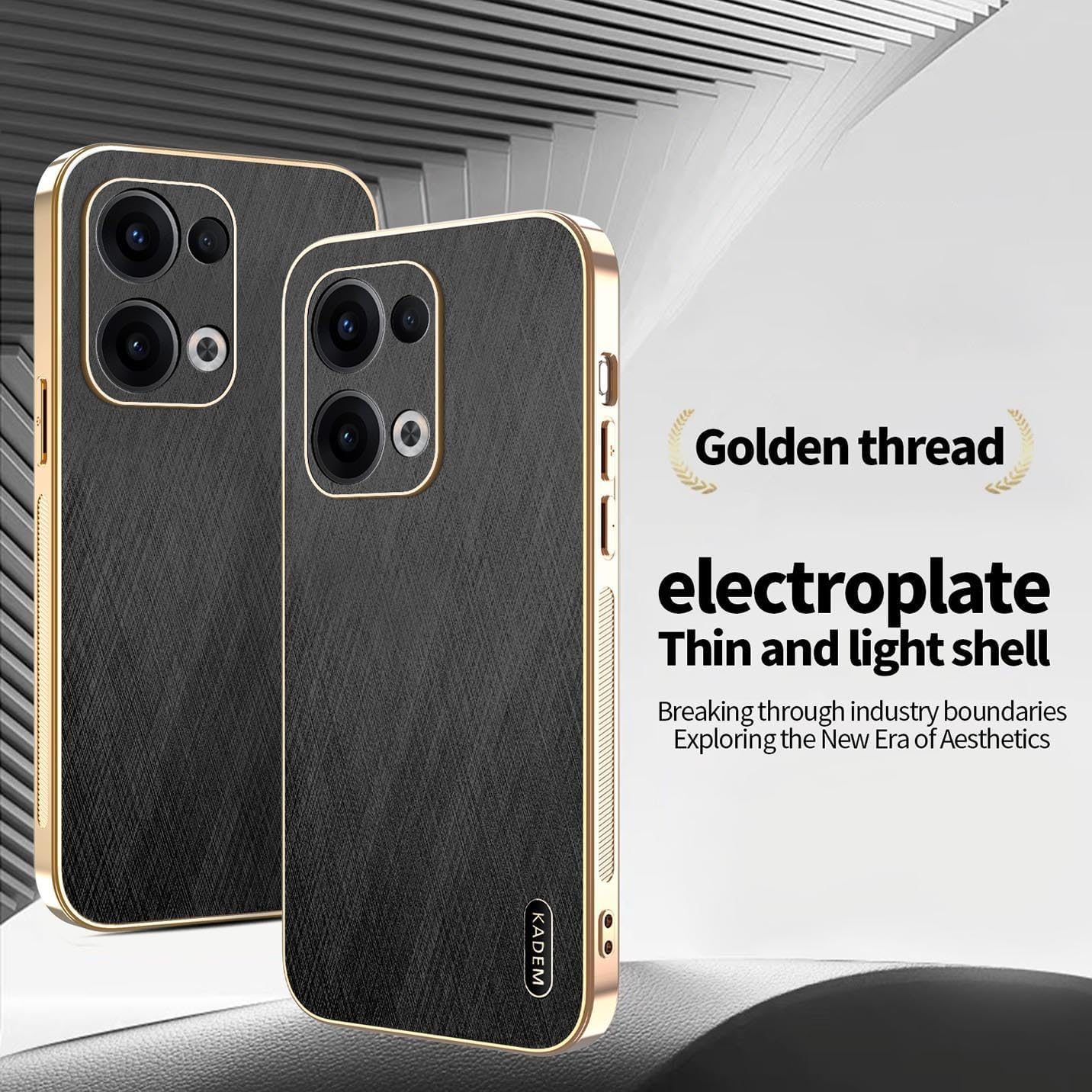 BORYA Electroplated Case for Oppo Reno13 5G (Reno 13 5G), Shockproof Ultra Thin Silicone Mobile Phone Case, Soft Premium PU TPU Bumper Leather Protective Case, Elegant Luxury Case, Black image number 1