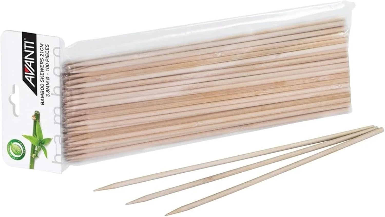 Avanti Bamboo Skewers 100-Pieces Set, 25 Cm Length,Sand image number 1