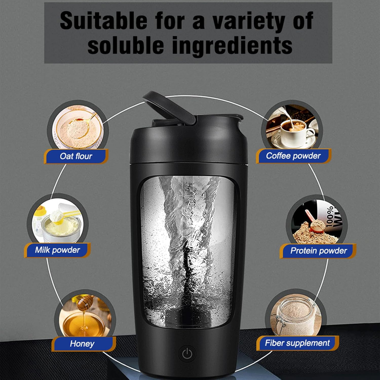 Electric Protein Shaker Bottle Storage Box，650Ml Mixer Bottle, Made with Tritan - BPA Free, Rechargeable Shaker Cups for Protein Shakes (Blue)