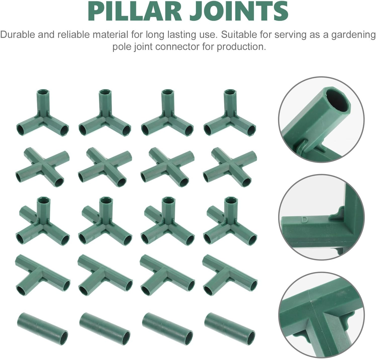 CLISPEED 20Pcs Gardening Frame Connectors Planting Supplies Greenhouse Joint Brackets Multi-Type Fixing Rod Joints for Plant Stake Support and Garden Frame Construction image number 3