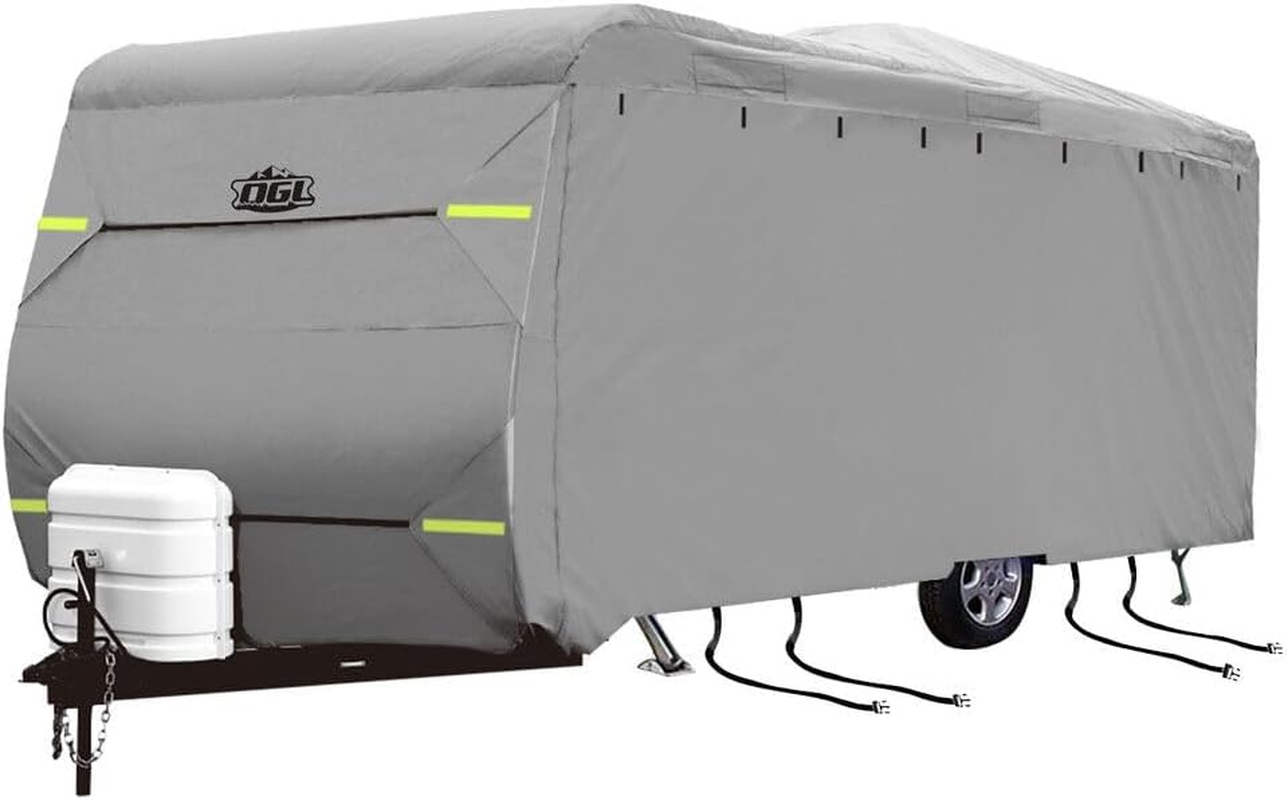 16 to 18Ft Caravan Cover Water UV Proof Travel Campervan Trailer Accessories 4 Layer Heavy Duty Polypropylene Protector with Hitch Cover Storage Bag image number 5