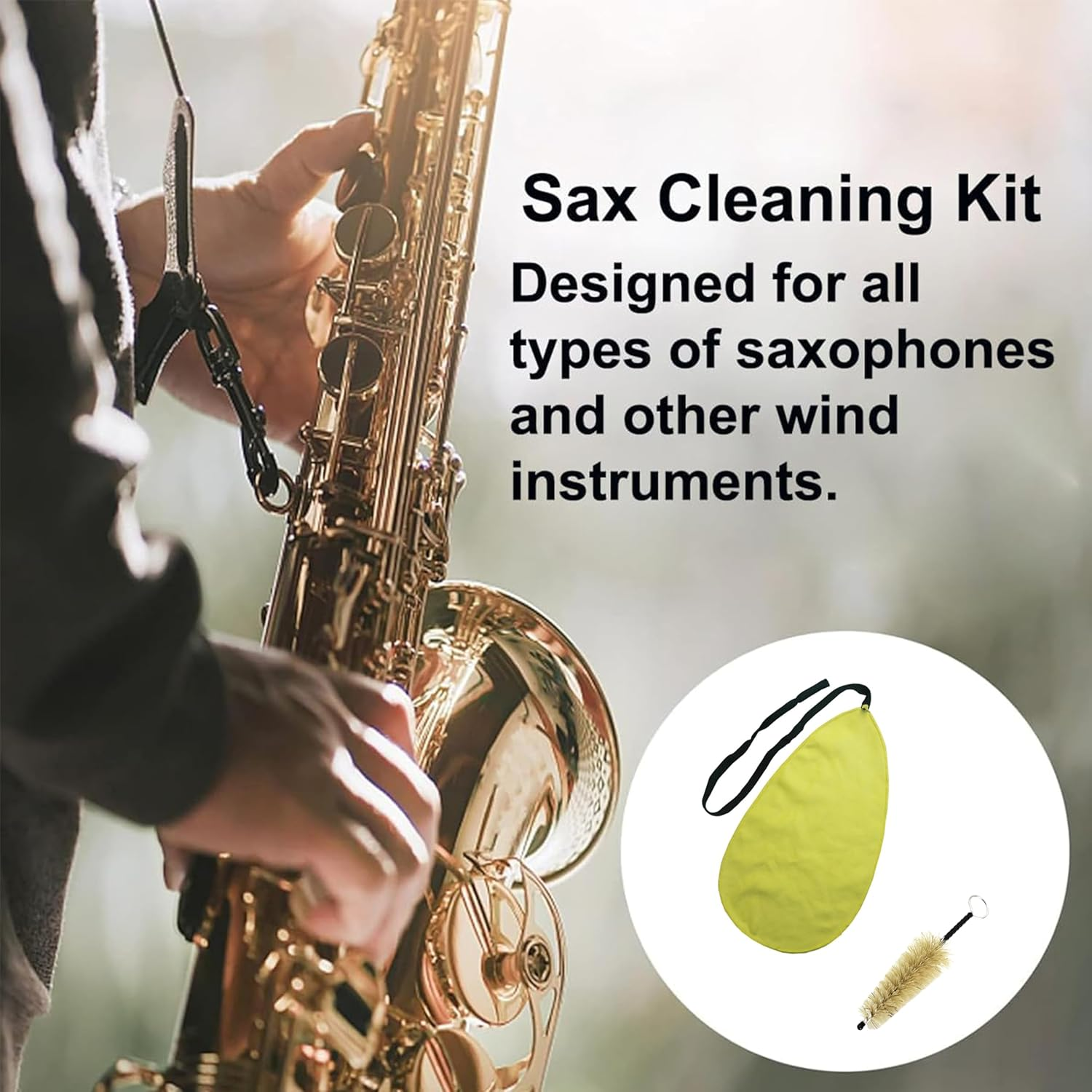 Musical Instrument Cleaning Kit,Instrument Cleaning Swab and Brush,Clarinet Cleaning Cloth with String,Clarinet Care Kit for inside Tube Clarinet Piccolo Flute Sax Saxophone image number 3