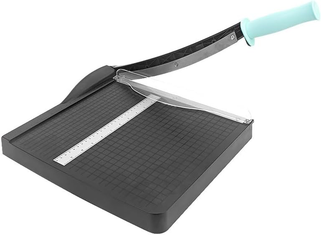 AIMALL 12"X12" Portable A4 Paper Cutter &ndash; Manganese Steel Blade Guillotine Trimmer with Ergonomic Handle and Transparent Press, Cuts up to 16 Sheets