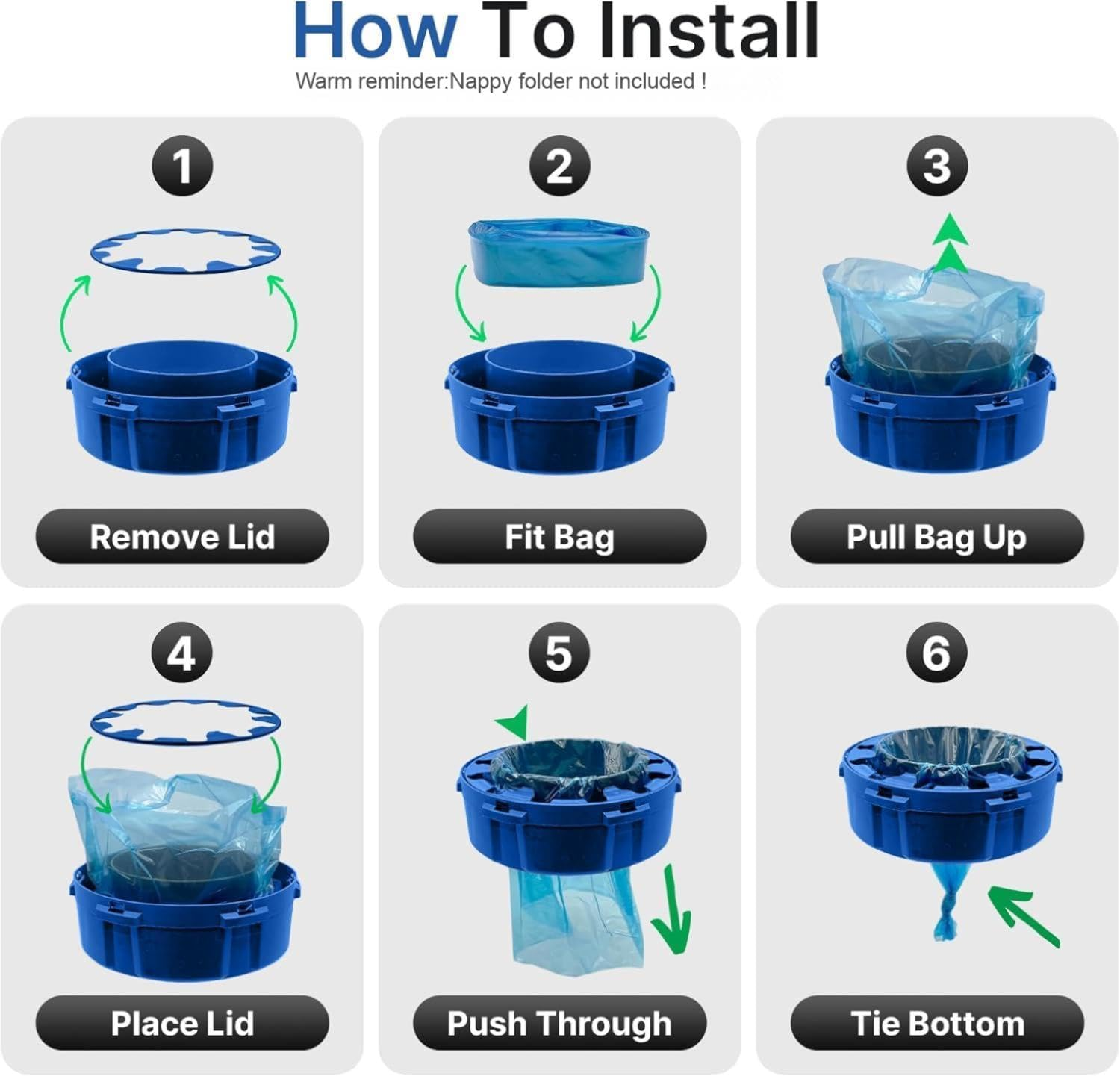 Nappy Bin Refill Bag, Refill Film Nappy Bin, Pack of 12 Nappy Bin Refill Cassettes Compatible with Angelcare, Tommee Tippee, Litter Locker image number 1