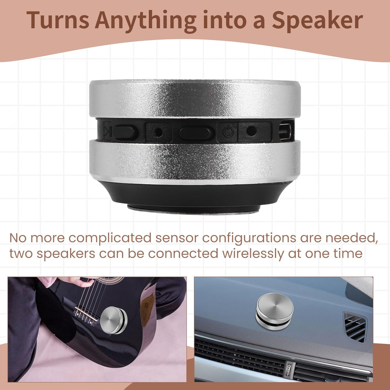 Xelea Portable Mini Bluetooth Speaker Turns Anything into a Speaker Wireless Bone Conduction Induction Vibration (Silver) image number 2