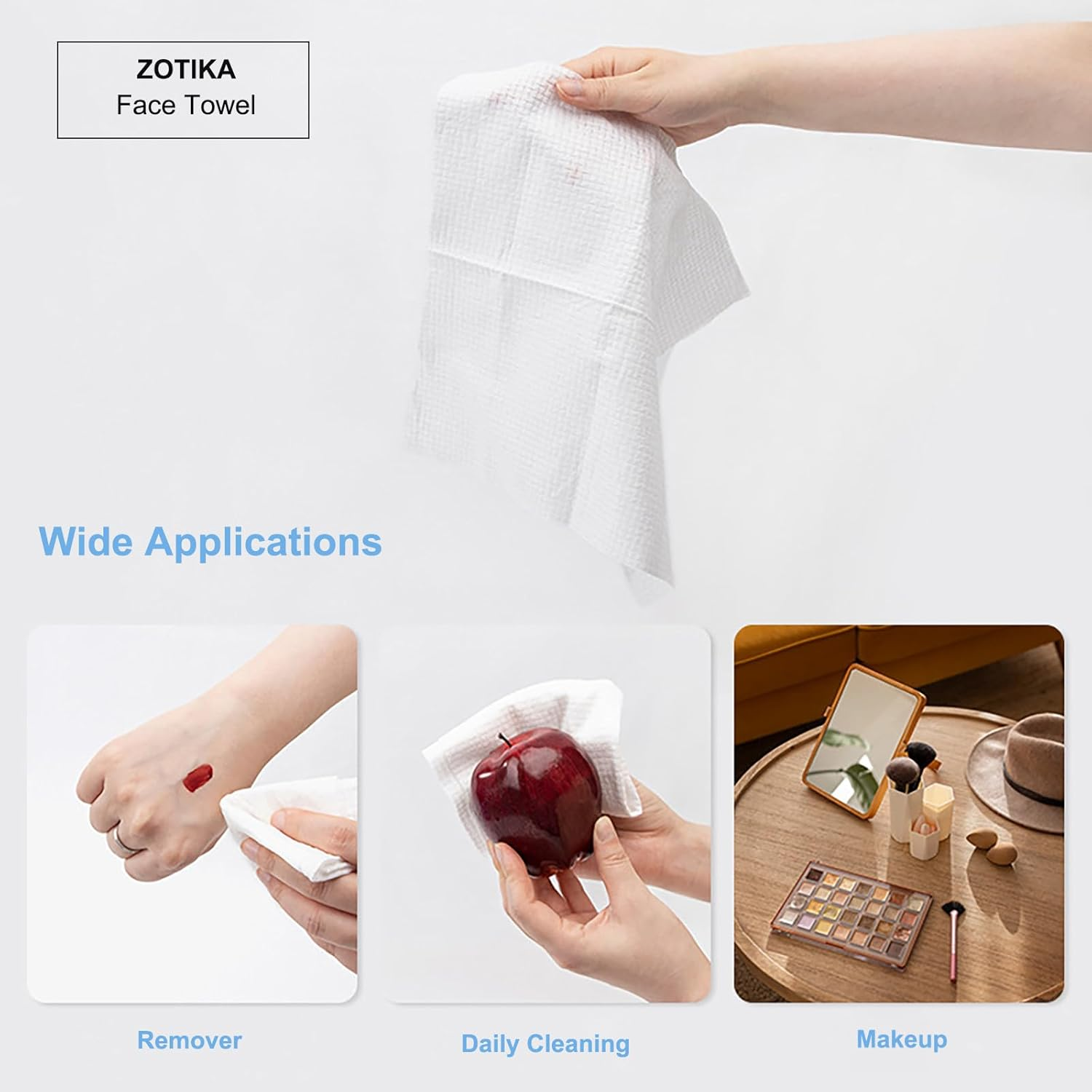 ZOTIKA Ultra Soft Dry Face Towels XL, 100% Plant Fibre, Gentle Skincare, 25 X 30 Cm, Clean Towels (3 Pack=150 Count, 25 X 30 Cm) image number 4