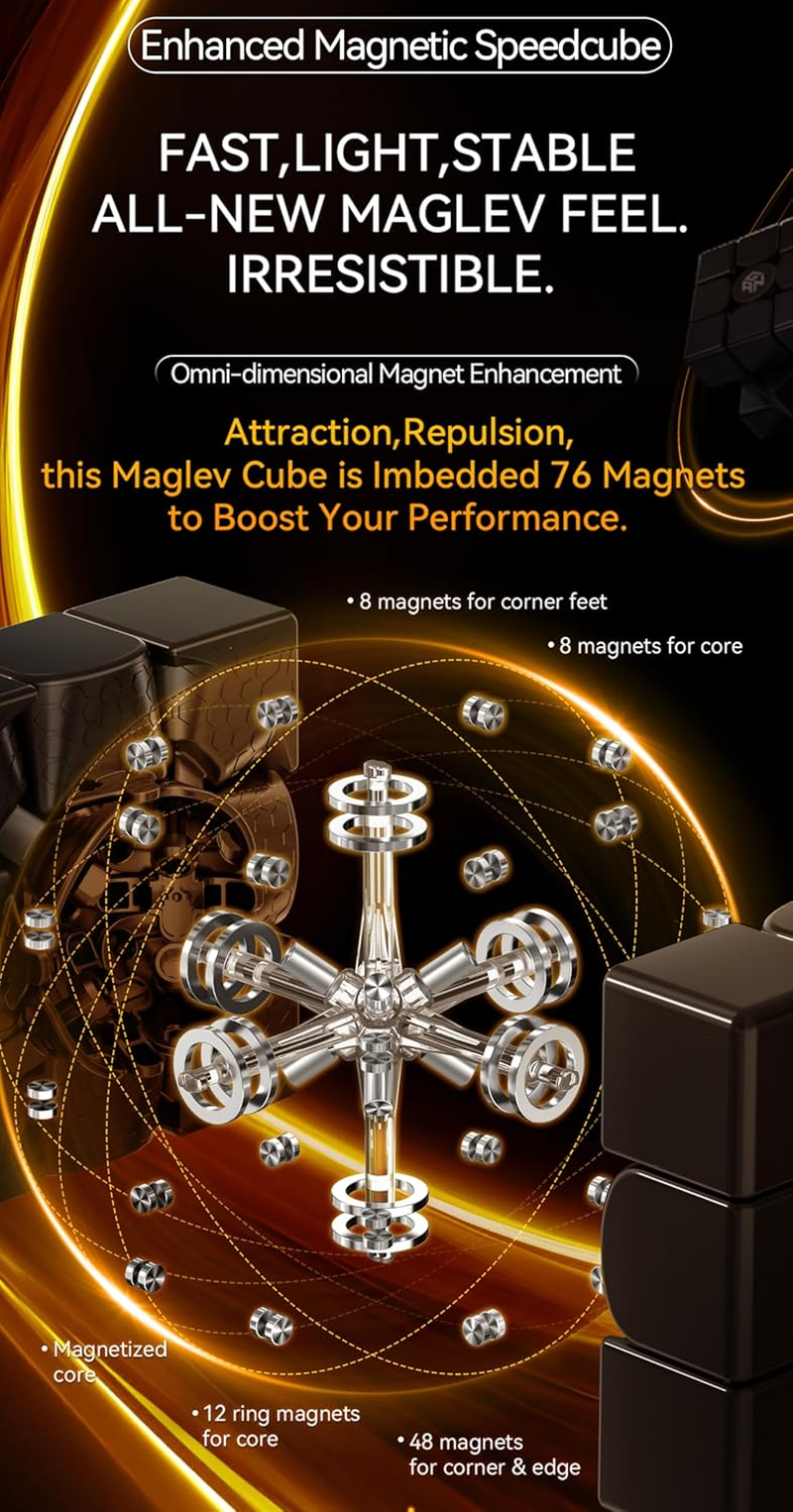 Cubershop GAN 15 Maglev UV Coated, 2024 New Gans Premium GAN 15 M Flagship 3X3 Maglev Magnetic Speed Cube, Stable & Fast 56Mm Magic Cube Puzzle (GAN15 Maglev UV, Glossy Surface+Primary Internal) image number 1