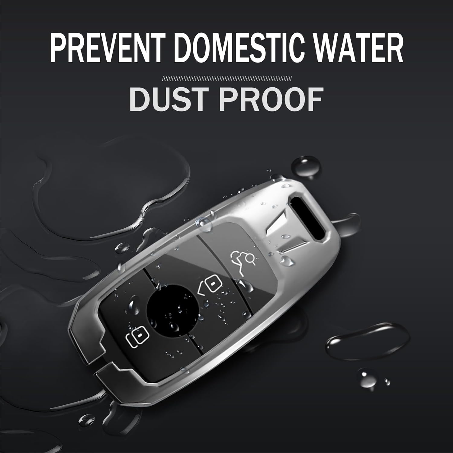 Ontto Metal Leather Car Key Fob Cover Fit for Mercedes Benz A/B/C/E/G/S Class GLA GLC GLE GLK GLS CLA CLE CLS AMG E200 W177 Smart Key Holder Case Keyring Shell Bag Keychain Auto Accessories Black B image number 2