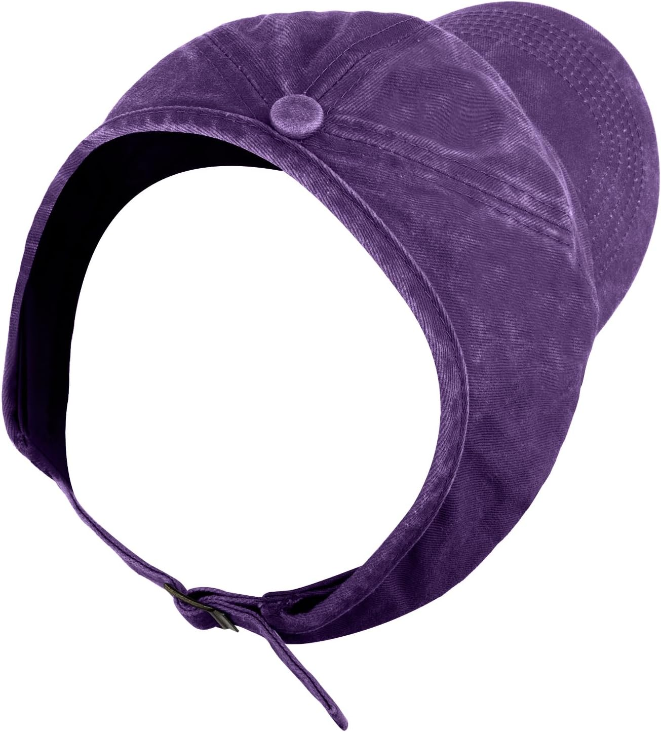 TOPTIE Backless Washed Cotton Ponytail Cap Messy Bun Curly Hair Baseball Caps for Women - Blue image number 5