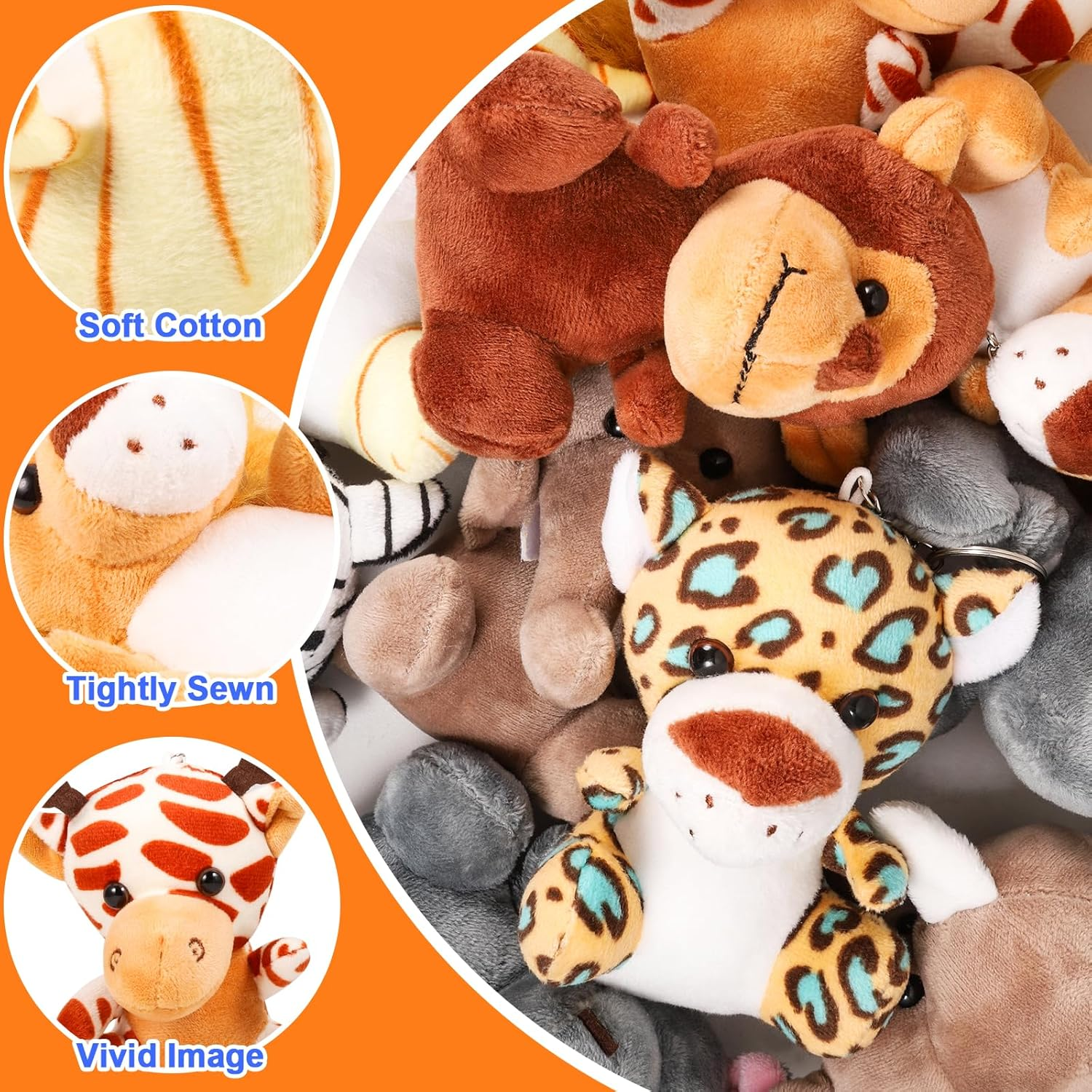 ASONA10 Pcs Mini Stuffed Animal and Plush Toy，4.7 Inch Small Jungle Animals Bulk Animal Keychain Decoration for Kids Party Favors Goodie Bag Stuffers Carnival Prizes Classroom Prizes, Claw Machine image number 6