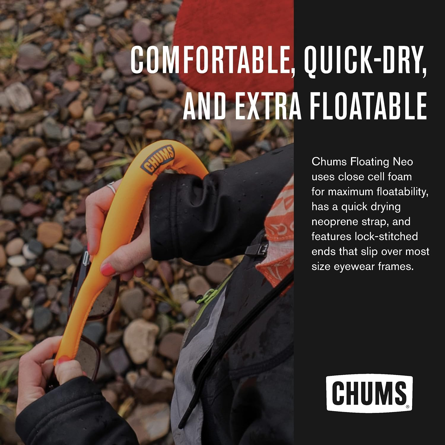 Chums Floating Neo Sunglass Retainer - Universal Fit Neoprene Eyewear Sport Strap - Yellow image number 6