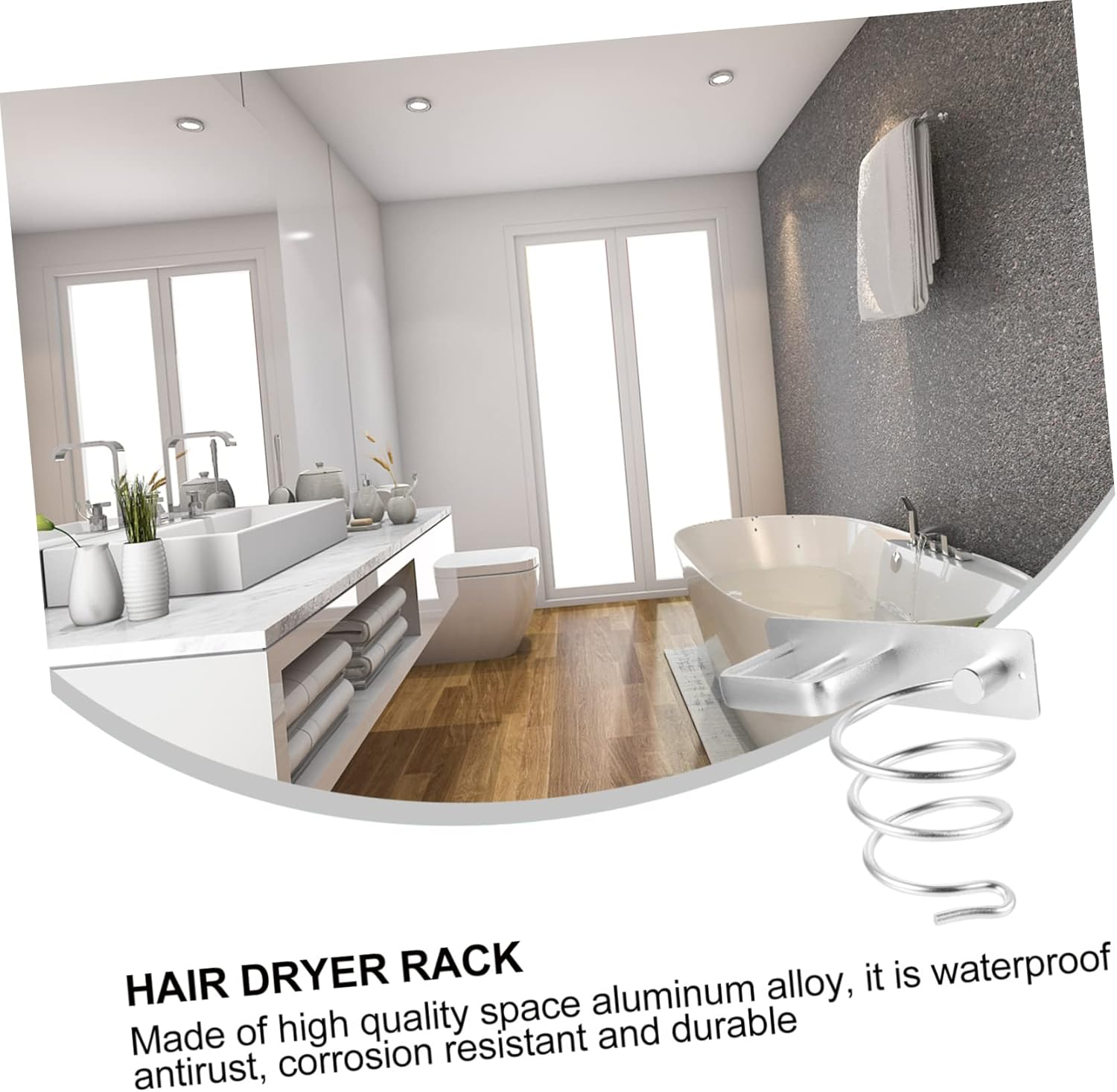 Beavorty Hooded Dryer Holder Wall-Mounted Hair Dryer Bracket Material Elegant Design image number 2