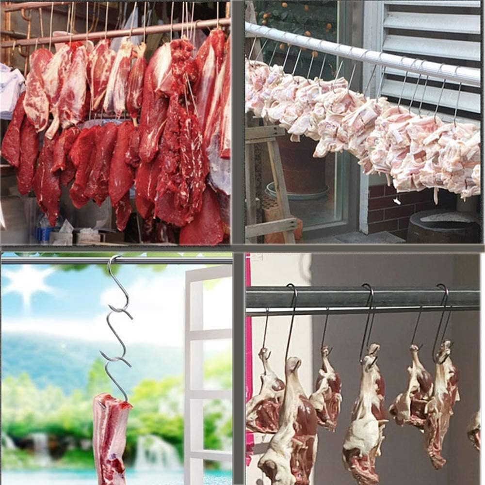 GERUSEA 5.12Inch Meat Hooks,20Pcs 304 Stainless Steel Butcher Hook Smoking Hooks,Hanging, Drying, Butchering, BBQ, Grilling，Jerky. (5.12In) image number 2