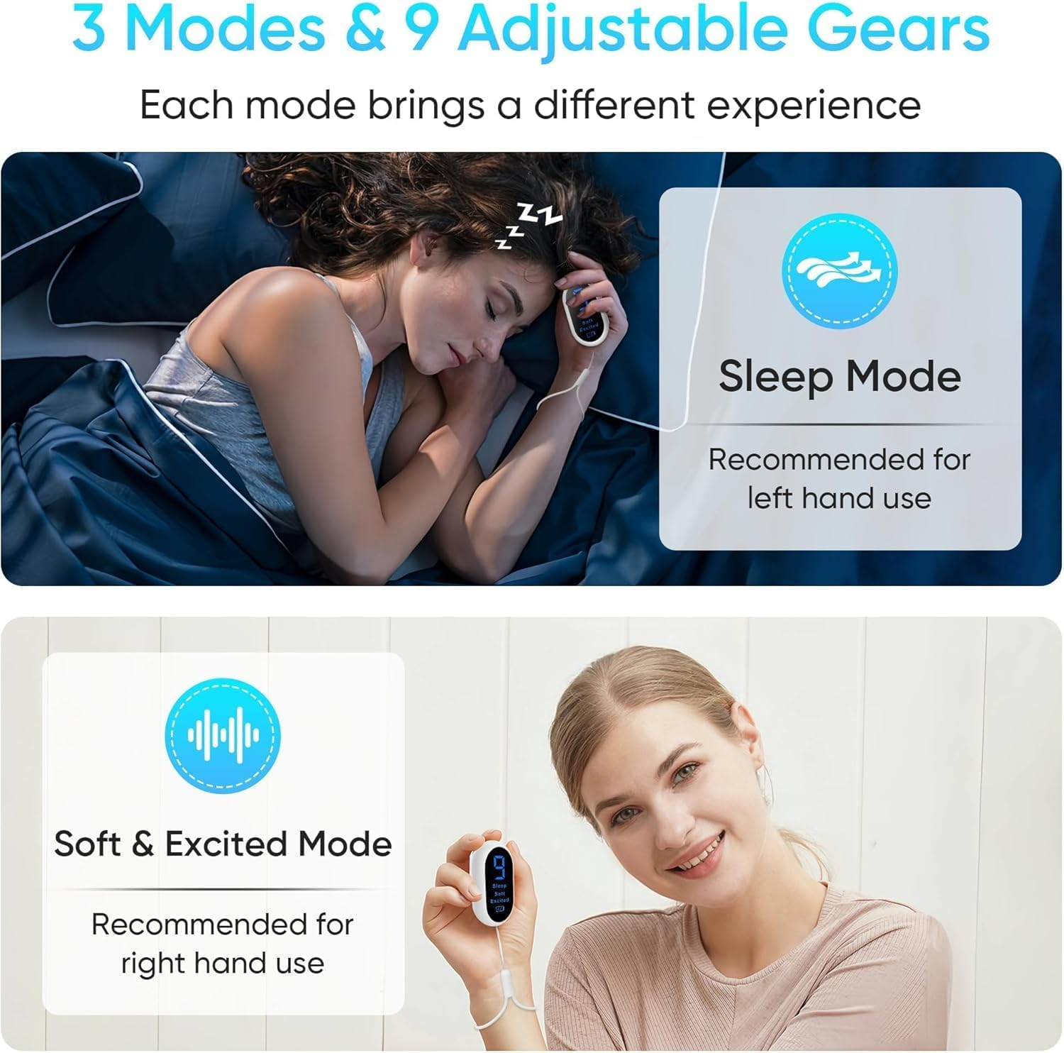 Sleep Aid Device with Type-C Rechargeable Microcurrent, 3 Modes & 9 Adjustable Gears for Anxiety Relief, Insomnia Solution image number 2