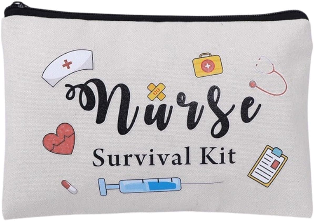 TPZORJX Nurse Accessories, Nurse Survival Kit Bag, Cosmetic Multi-Purpose Makeup Bag, Canvas Pen Case, Toiletries, Funny Travel Bag with Zip, School Supplies Gifts image number 5