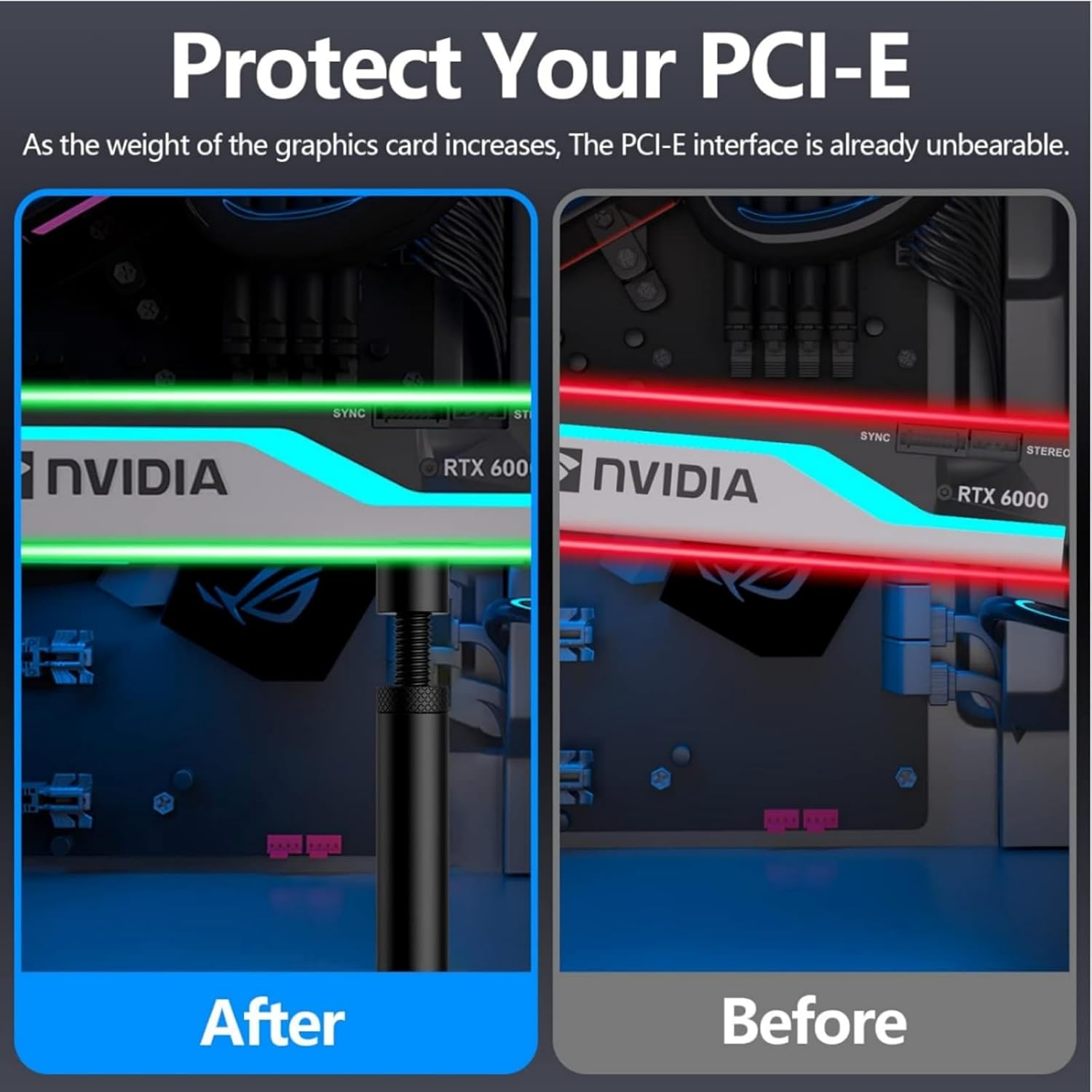 Graphics Card GPU Brace Support Video Card Sag Holder Bracket Adjustable GPU Stand for Desktop PC Gaming Setup Computer Case Build Accessories (L) image number 2