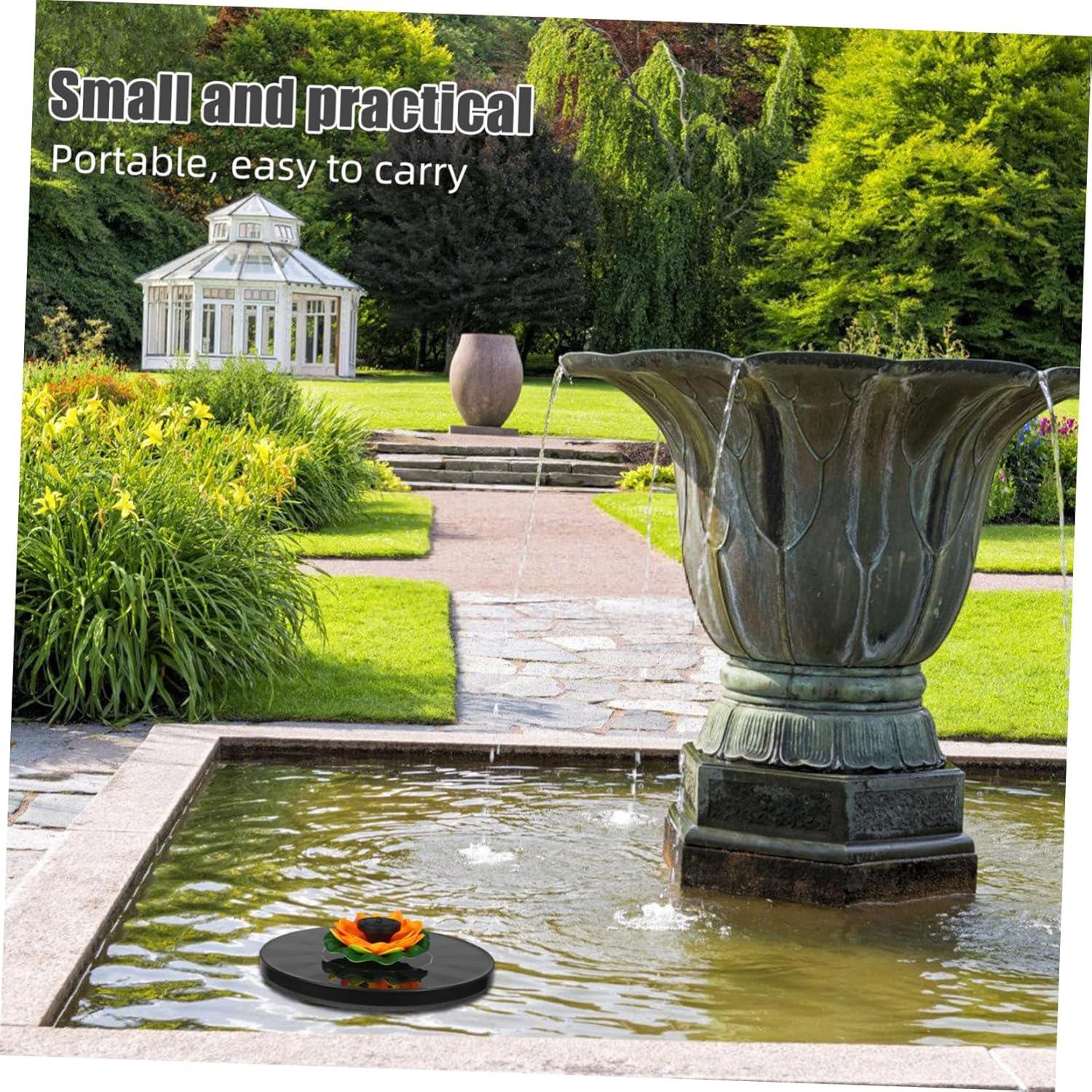 Gatuida Solar Powered Lotus Floating Fountain Solar Fountain Pump for Bird Bath Garden Pool Outdoor Water Feature Easy Installation