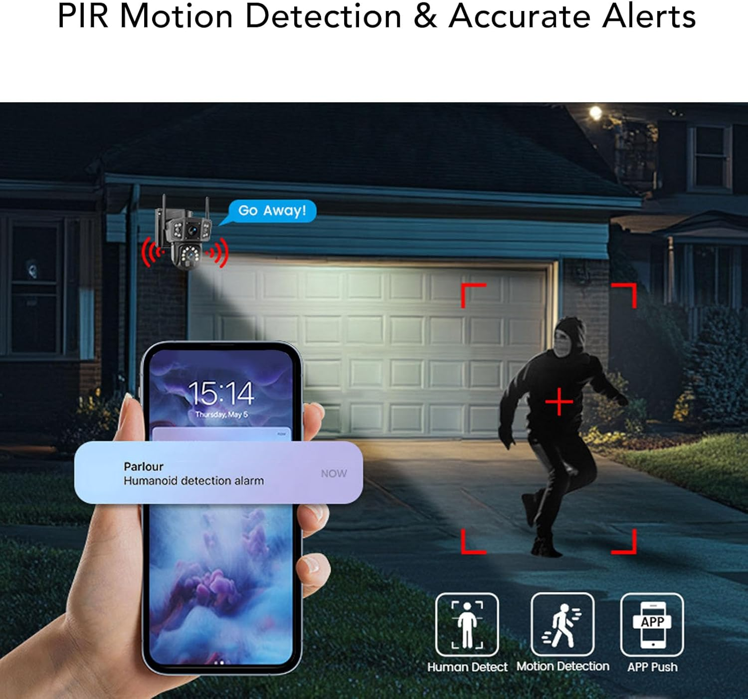 Solar Security Cameras Wireless Outdoor, 4K Battery Powered PTZ Wifi 8MP Security Camera, PIR Motion Detection & 360&deg; Panoramic View, Dual Lens image number 3