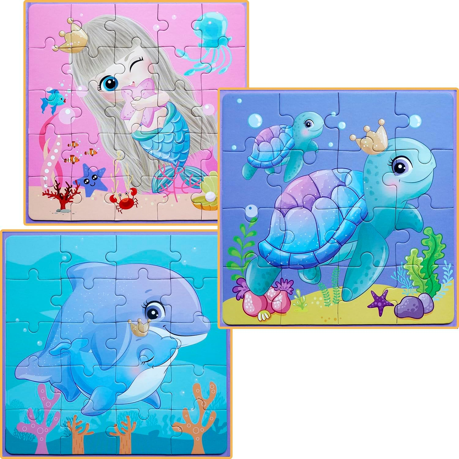 Magnetic Puzzles for Toddler Kids Ages 3-5, Preschool Puzzle Book for Kids, 3 Jigsaw Puzzle Patterns in 1 Book with Cpc-Certified Materials (Ocean) image number 4