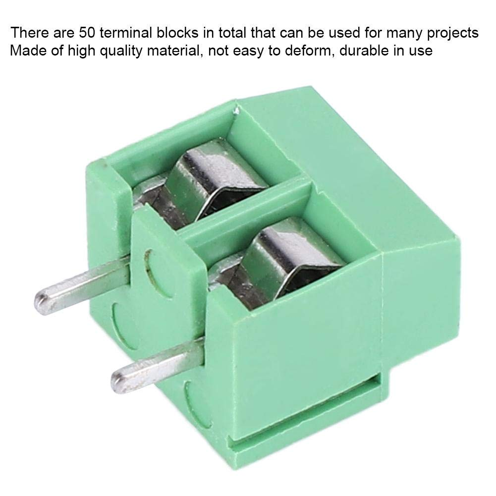 50PCS Terminal Block 2 Pin 5Mm Pitch PCB Circuit Board Mount Terminal Block 26-14AWG Wiring Connector image number 4