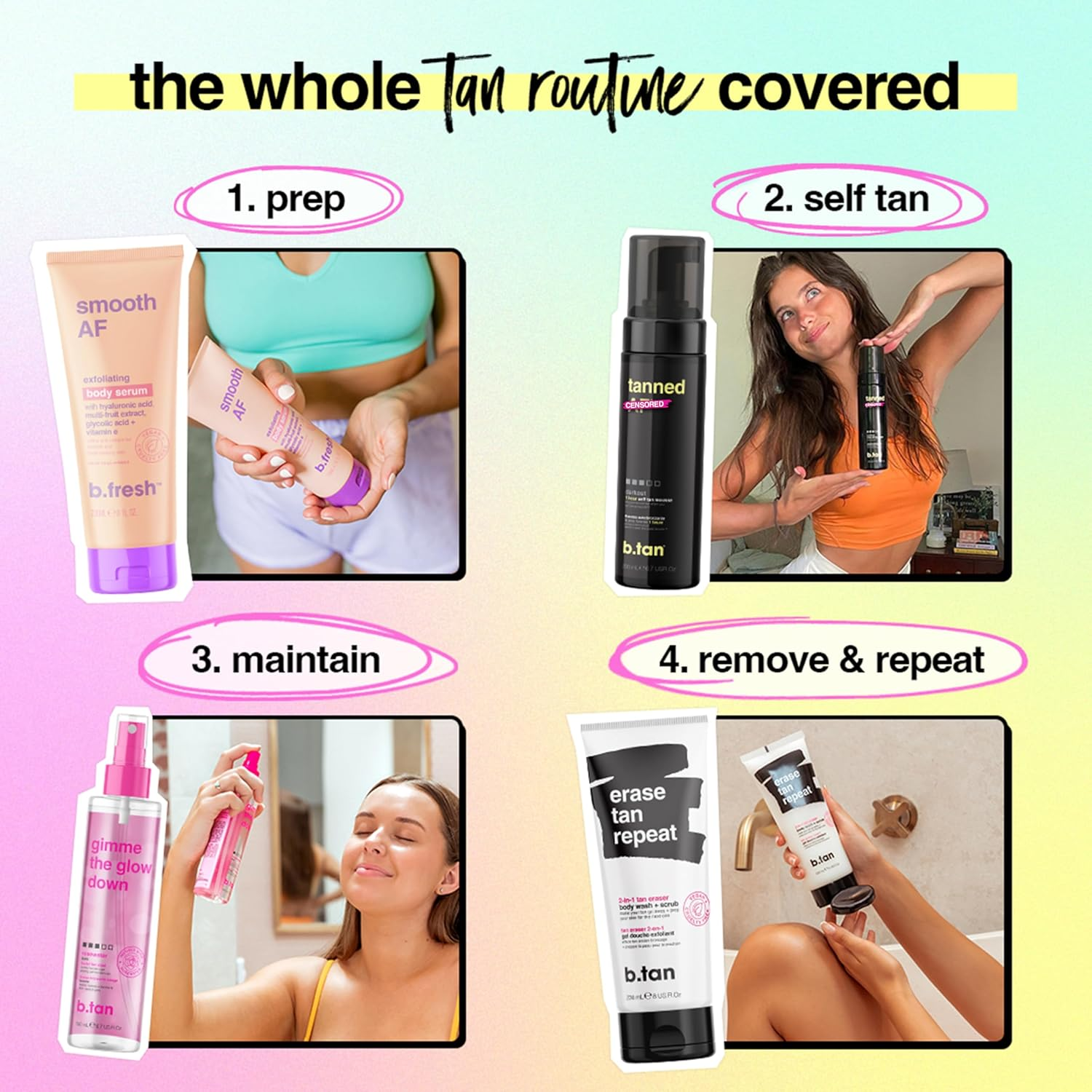 B.Tan Tanned Af Self Tan Mousse for Unisex 6.7 Oz Mousse image number 6