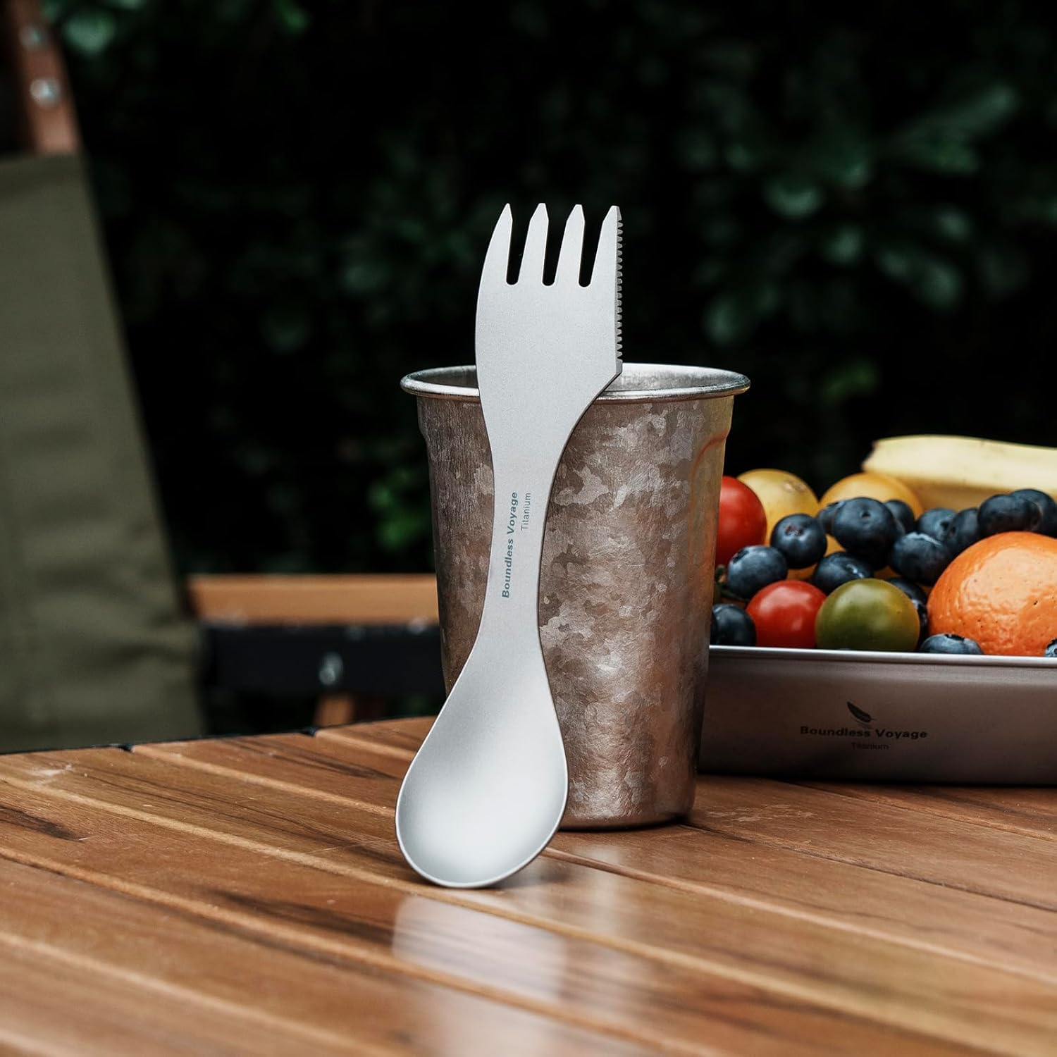 Boundless Voyage Titanium Spork Camping Spoon Fork Knife Combo with Bag Reusable Travel Utensils Ultralight Portabale Flatware for Outdoor Backpacking Hiking Picnic image number 5