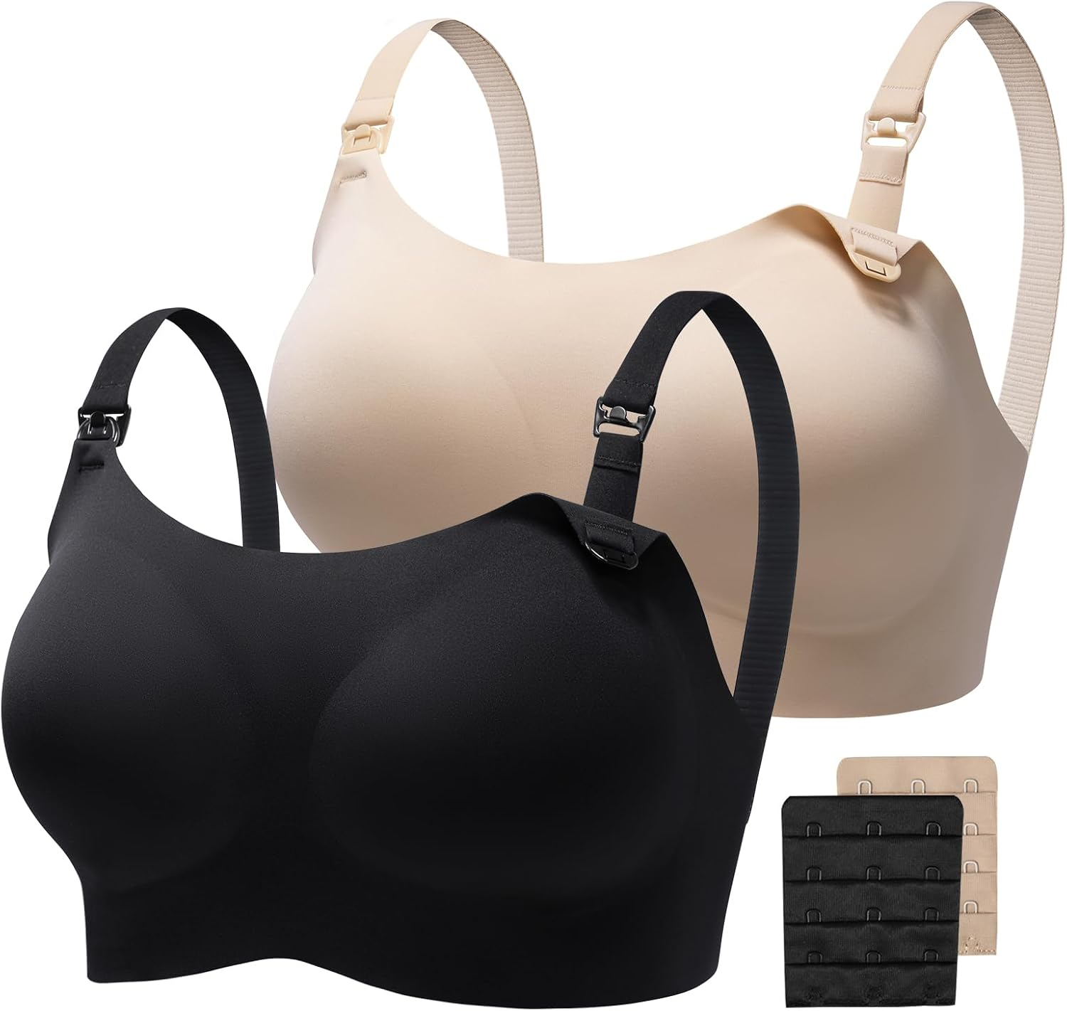 Nursing Bras for Breastfeeding, Leakproof Seamless Comfort Maternity Bras for Pregnancy Sleep with Extra Extender