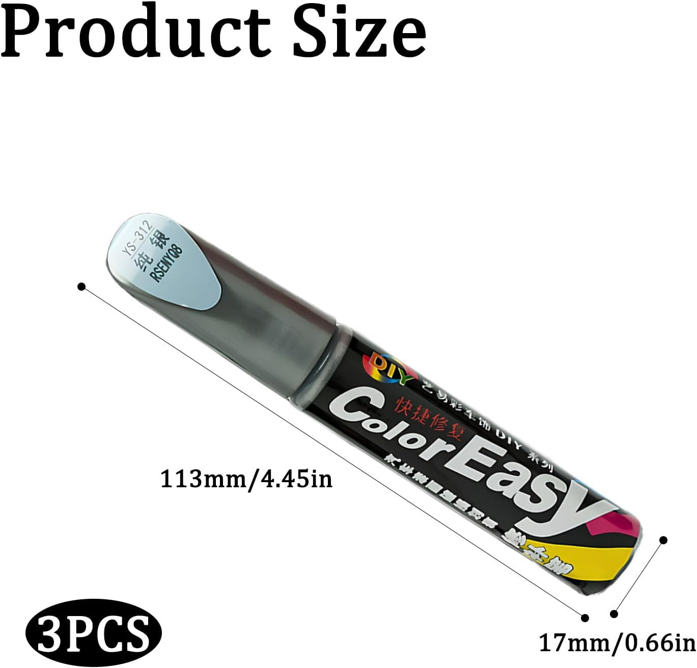 3 Pcs Car Scratch Remover Pen,Touch up Paint Pen,Silver Spray Paint, for Car Suitable for Cars Repainting Cover and Repair Scratches, Suitable for Cars, Suv, Truck, Rv, Bicycle(Silver) image number 5