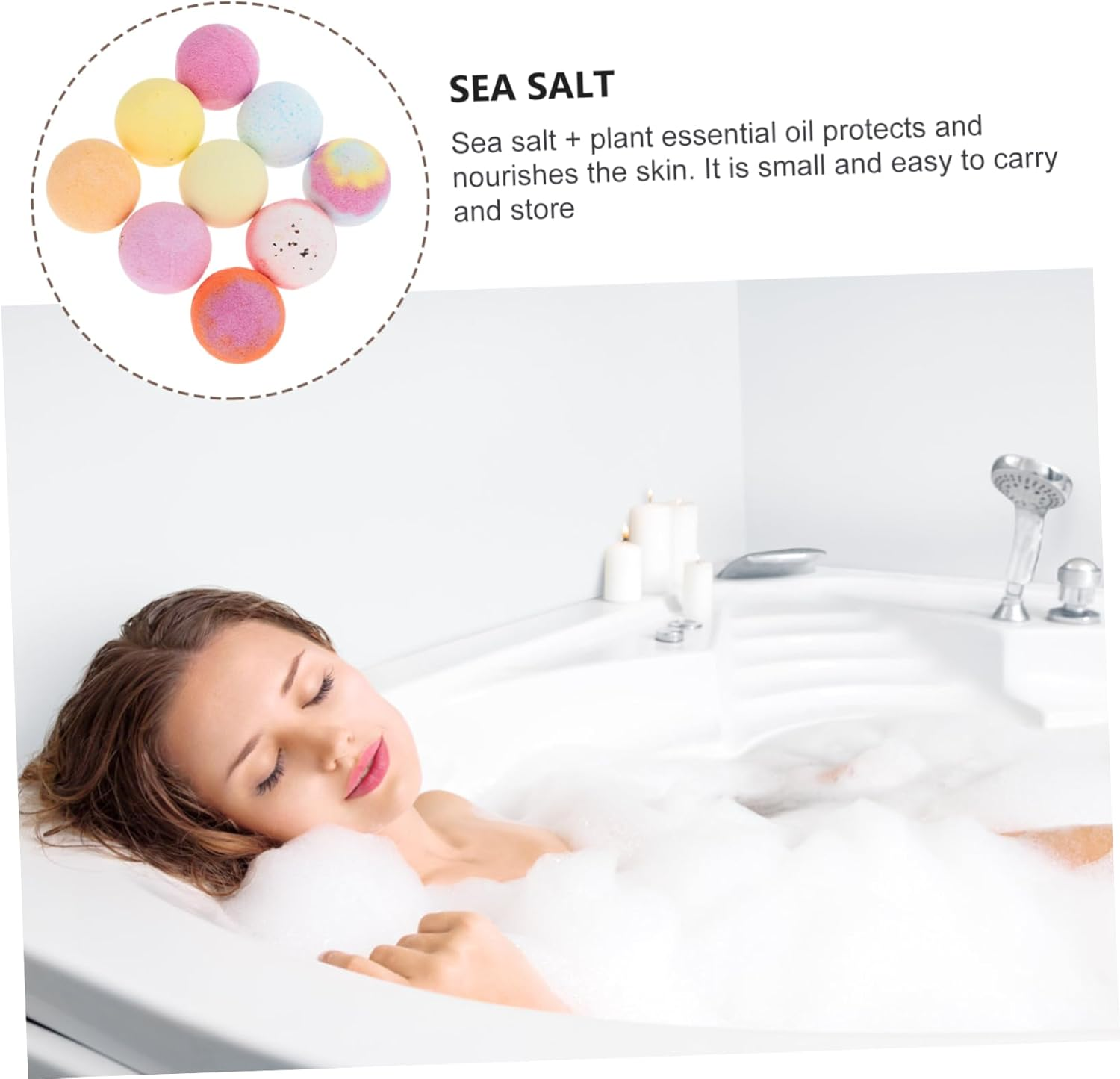 Essential Oils Bath Bombs Set 9Pcs 60G Each Dried Flowers Relaxing Bath Fizzing Balls for Spa and Relaxation image number 1