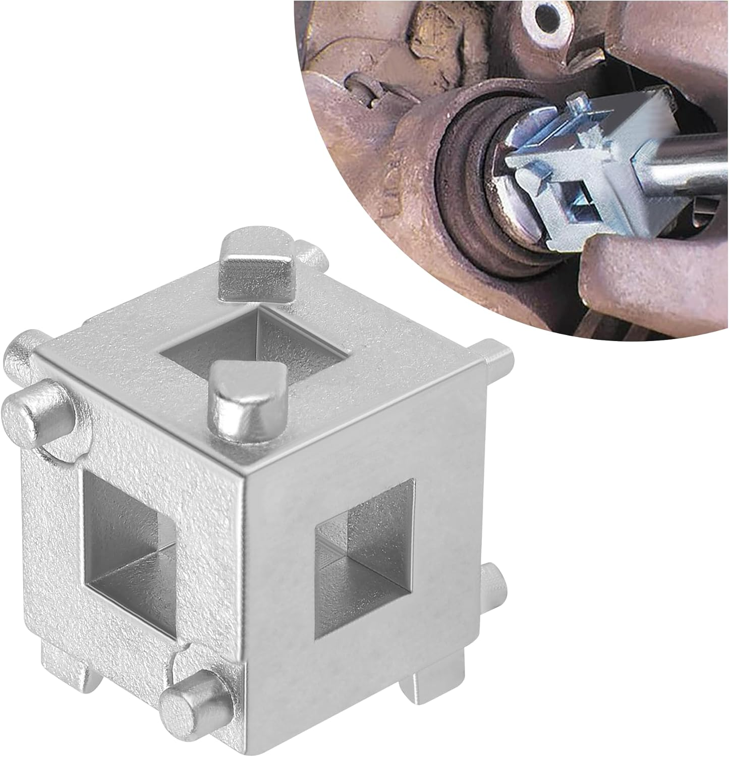 Cube Brake Caliper Compression Tool,Steel Brake Caliper Tool Car Rear Disc Brake Piston Tool,Specialized Car Accessories Brake Piston Tool Adaptor Fits 3/8" Square Driver image number 3