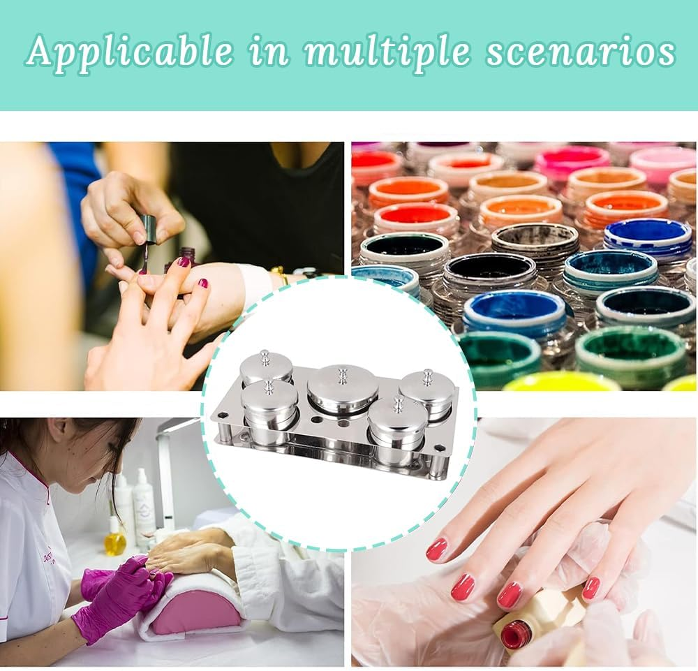 5-Piece Stainless Steel Nail Liquid Container, Mini Liquid Container, Non-Slip and Anti-Fall Lidded Container for Acrylic Powder, Nail Solution, Decorative Accessories, Pigments image number 3