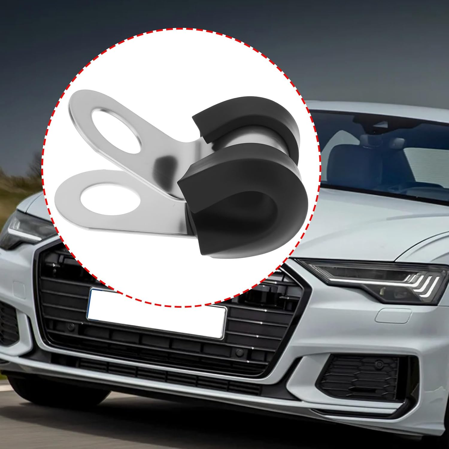 24Pcs Brake Line Clamps Rubber Lined P Clips for 3/16 Pipes Car Tools