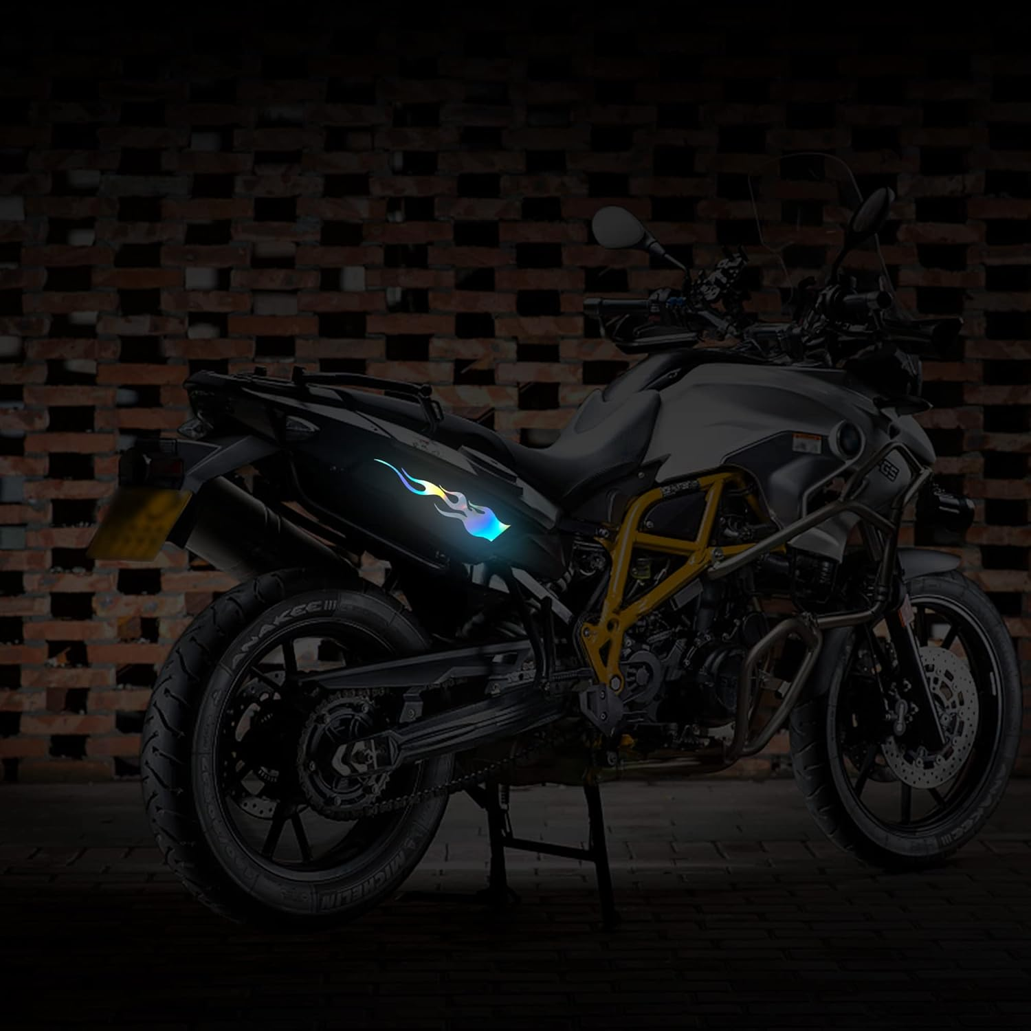 TOMALL 4 Pcs 7.8'' Flame Reflective Sticker for Car Vinyl Racing Sports Flame Stripe Decal for Golf Cart Off-Road Vehicles Motorcycles Bike Skateboard Laptop DIY Decoration (Gradient) image number 3