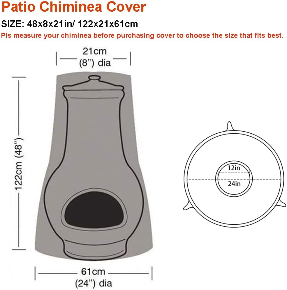 Outdoor Patio Chiminea Cover Skyour Waterproof Durable Wood Burning Chimineas Covers Dustproof Chimney Fire Pit Heater Protector Cover (Black) image number 4