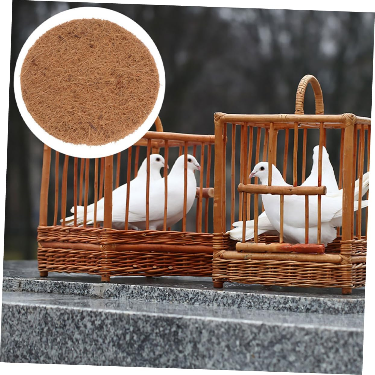 POPETPOP Pack of 12 Brown Silk Rug Nest Material Bird Mat Parrot Breeding Mat Nest Mats Palm Silk Light Brown image number 1