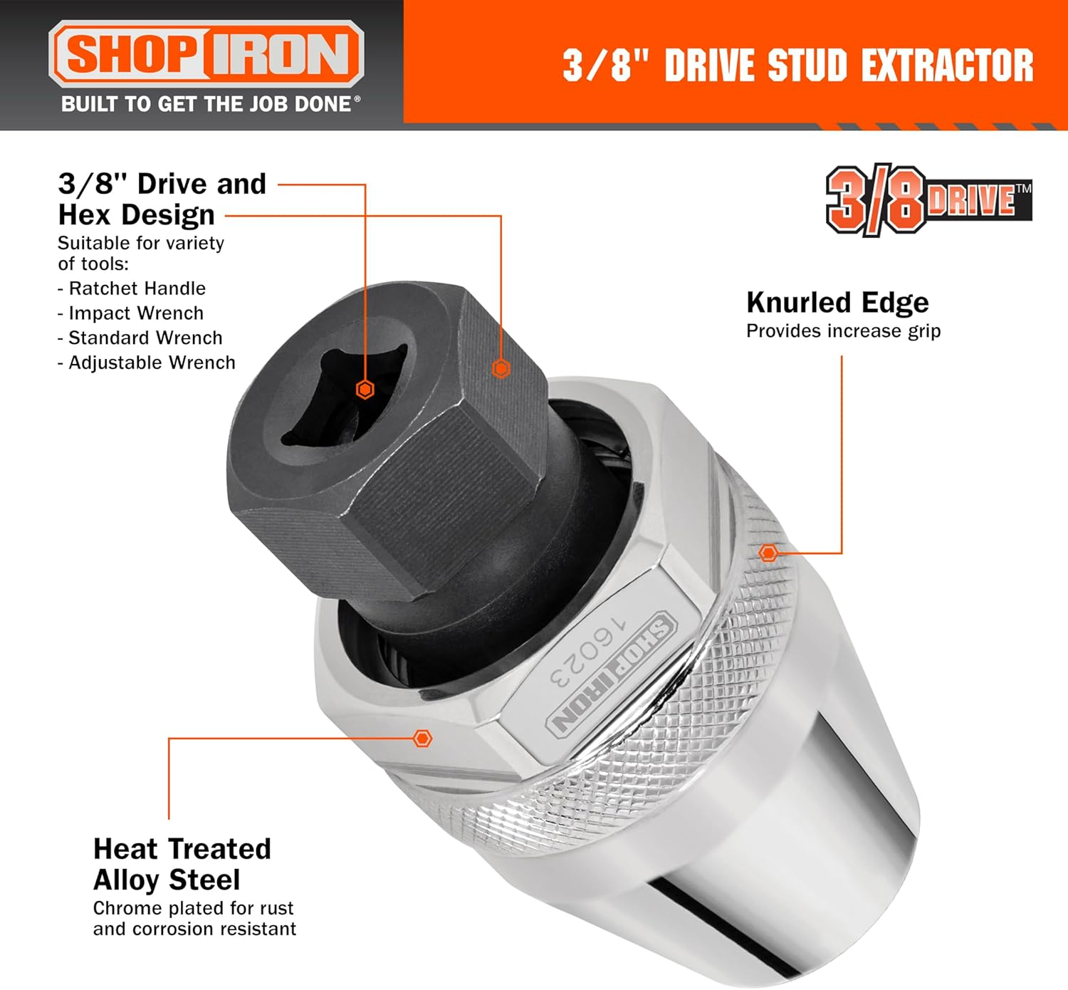 Shop Iron 16023 3/8" Drive Damaged Bolt and Stud Extractor | Works on 1/4-Inch to 1/2-Inch Studs image number 4