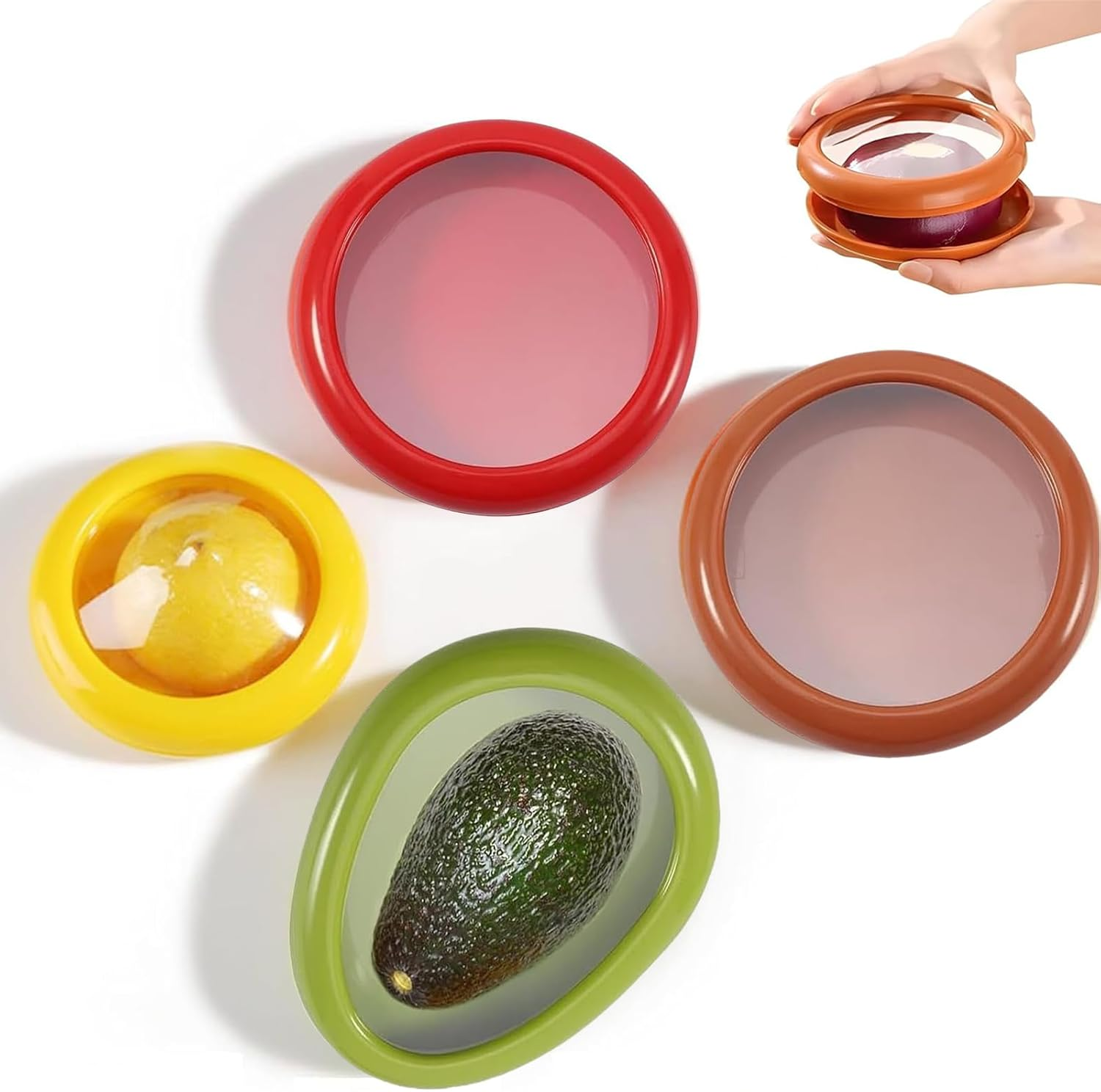 Fruit Vegetable Saver, Pack of 4 Anti-Oxidation Fruit Storage Fridge Reusable Apple Box for Onion, Tomato, Lemon, Avocado, Vegetables Keeping Food Fresh image number 1