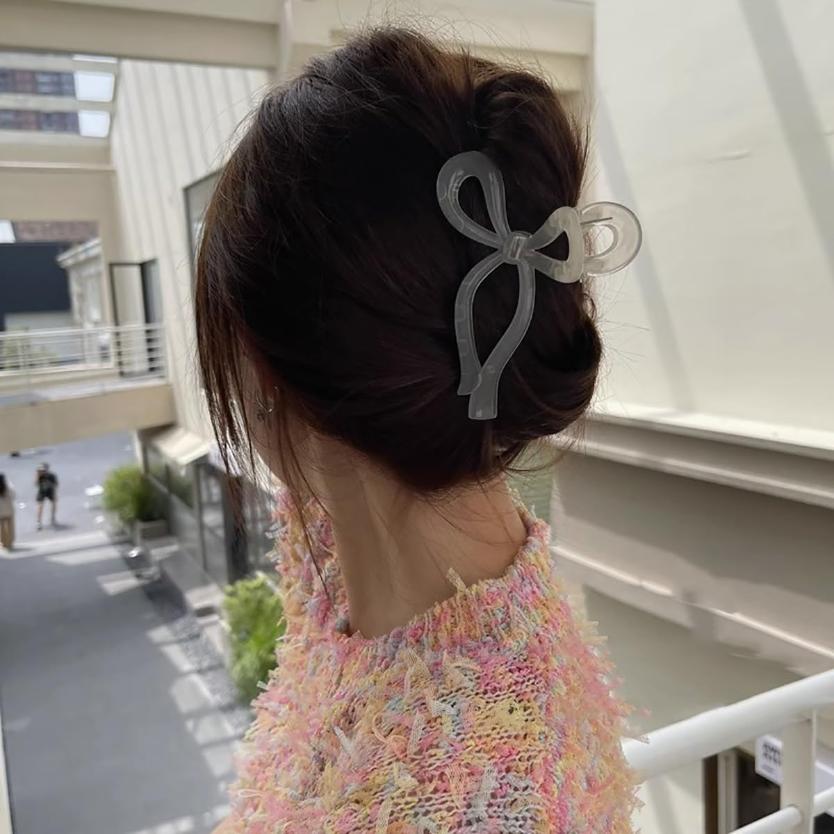 RUIENGCOMM 4 Pcs Hair Claw Clips Bow Hair Claw Clip Strong Hold Hair Clips Claw Large Bow Claw Clips for Thick Thin Hair Cute Hair Clips Styling Accessories for Women Girls image number 5