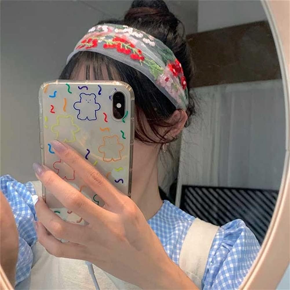 Crystal Hair Accessories,Clips Hairpins,Clip Plate,Hairpin for Women 1PC Vintage Handmade Embroidery Lace Flower Hairband Girls Turban Elastic Headwear Headband Hair Accessories (Color : B) (Color : image number 3