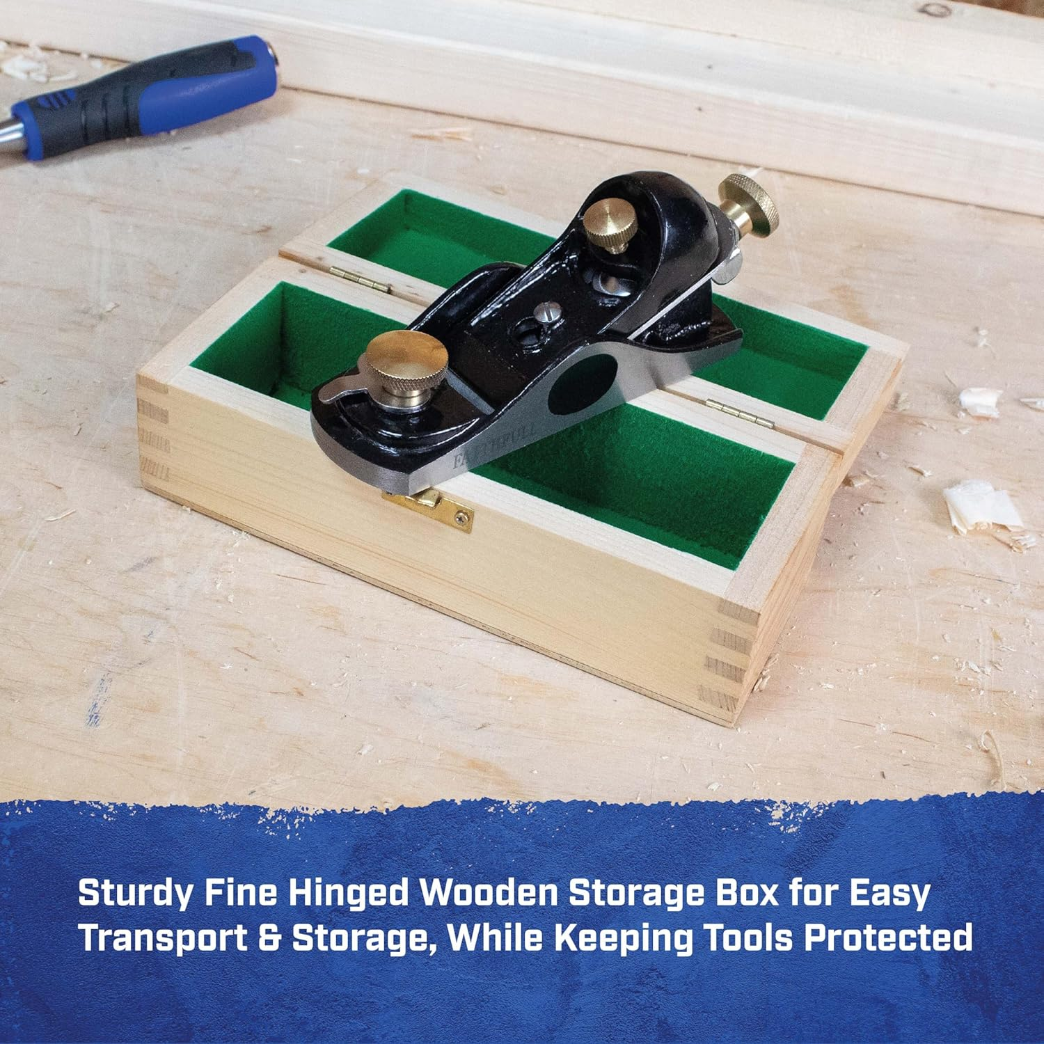 Faithfull 912 Block Plane in Wooden Storage Box &ndash; Precision Machined Cast Iron Low Angle Hand Plane for End Grain Work & General Purpose Finishing image number 6