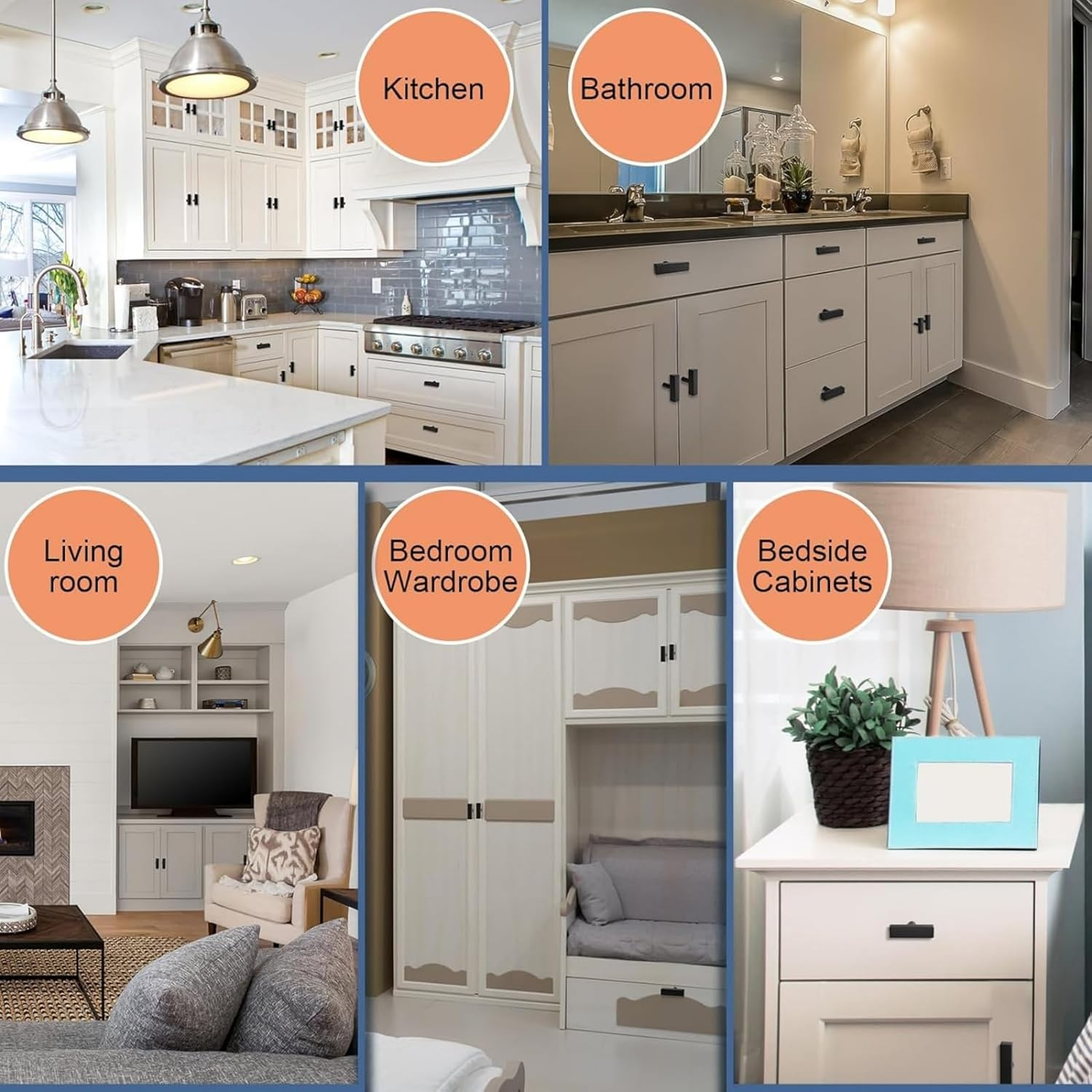 SNOKAY 10 Pack Matte Black Square T Cabinet Pulls Single Hole Square Cabinet Handles for Kitchen Cabinet Matte Black Drawer Pulls, 5CM Length