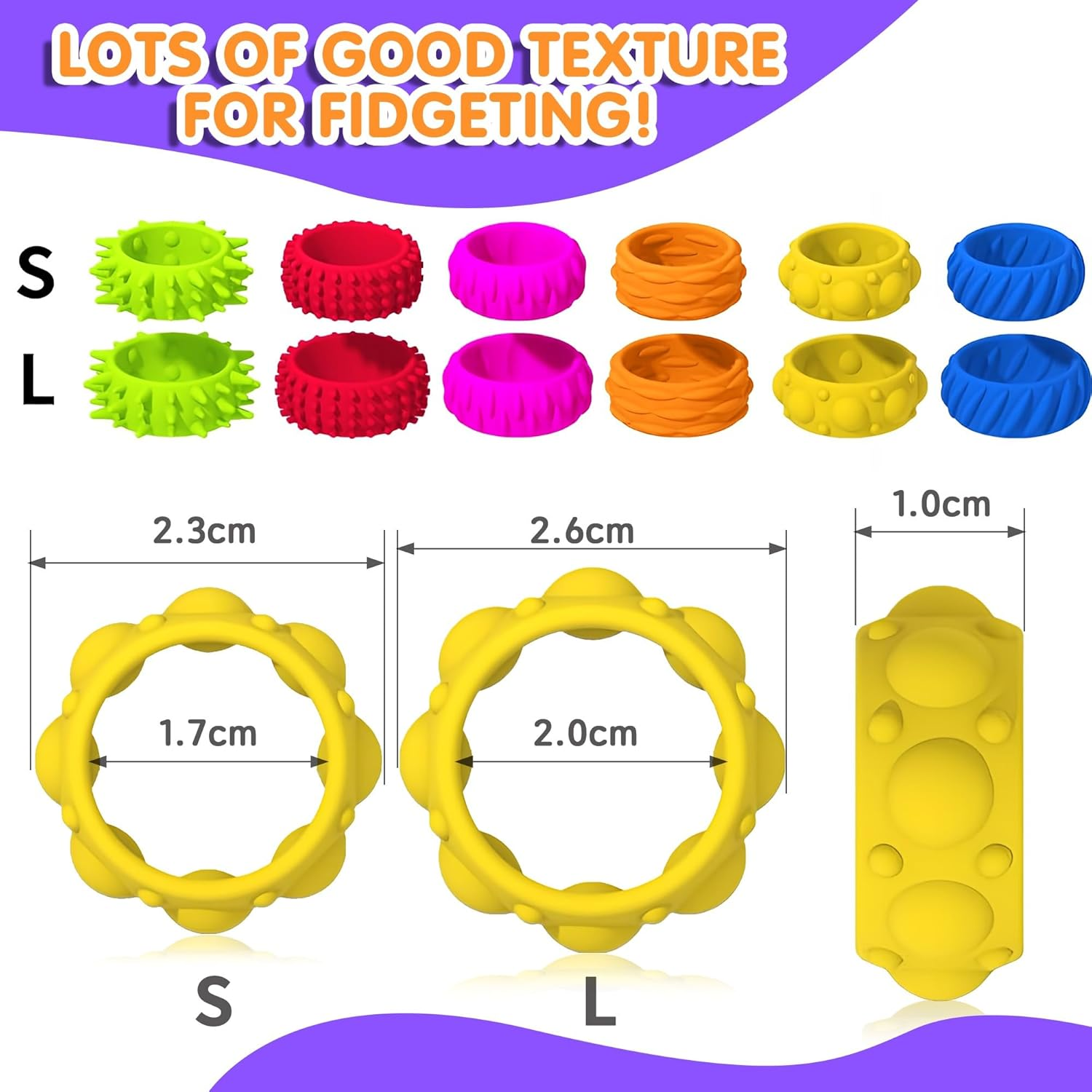 12 Pcs Fidget Toys Kids Sensory Rings - Calming down Spinner Rings for Kids, Anxiety Relief Toy, Fidgets for Classroom Prizes, Stocking Stuffers, Squish Sensory Toys for Autism, Fidgets School Office image number 4