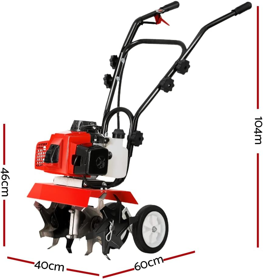 Giantz Tiller Cultivator, 88CC Garden Electric Lawn Scarifier Rotary Tillers Soil Rake Digger Outdoor Gardening Tool, 10000RPM 4 Blades Foldable Adjustable Tilling Depth Red image number 6