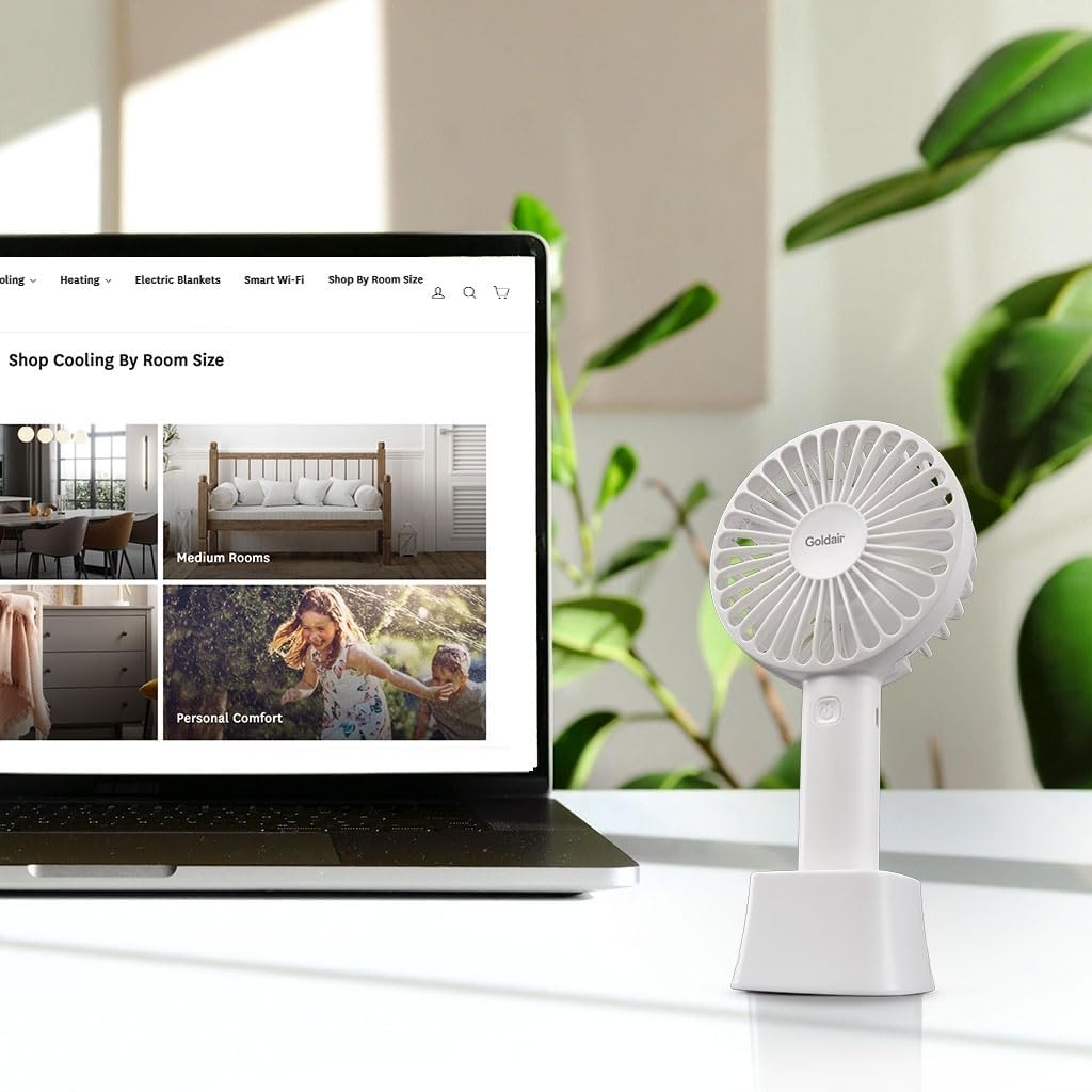Goldair 10Cm Rechargeable Handheld Fan - White image number 1
