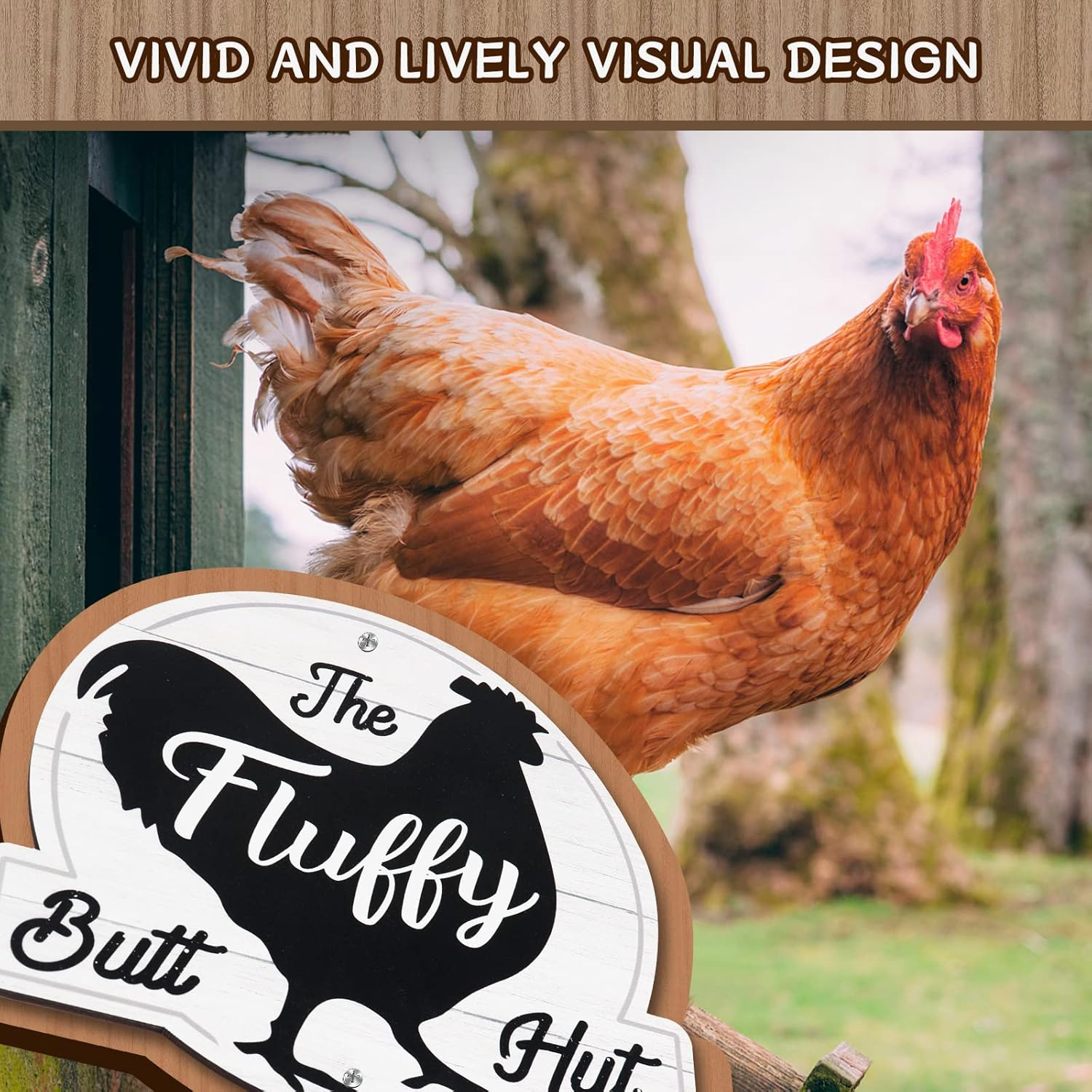 Zzbakress the Fluffy Butt Hut Signs,Chicken Coop Sign,Home Chicken Shed Decor (White) image number 5