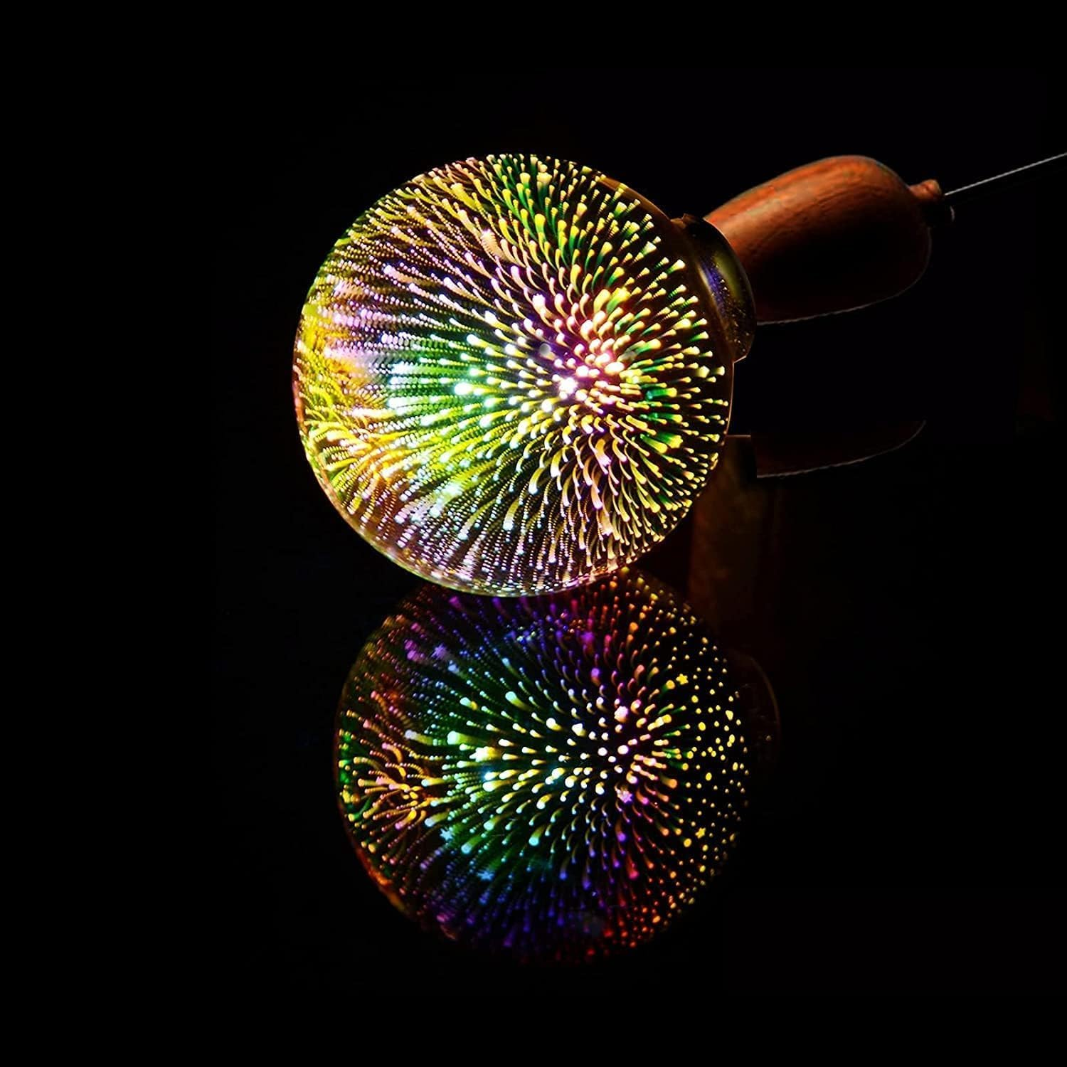 Decorative 3D Bulb Firework Multicolor Light Bulb A60/E27, 4.5W, AC85-265V, Stained Glass Star S Silver M image number 2