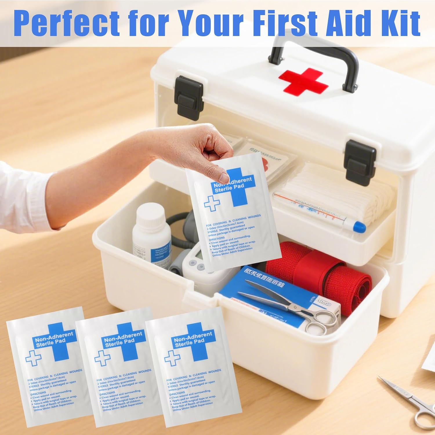 Non-Stick Wound Dressing Pads, 5 CM X 7.5 CM, Pack of 10, Sterile Highly Absorbent Wound Care Individually Wrapped Dressings image number 1